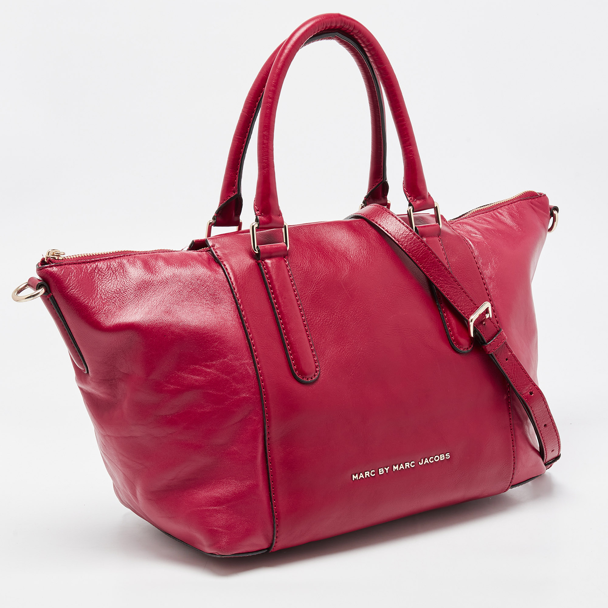 Marc By Marc Jacobs Red Leather Zip Shopper Tote