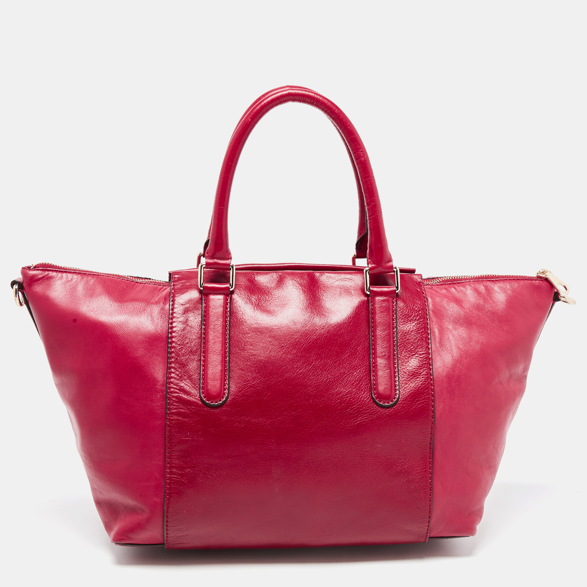 Marc By Marc Jacobs Red Leather Zip Shopper Tote