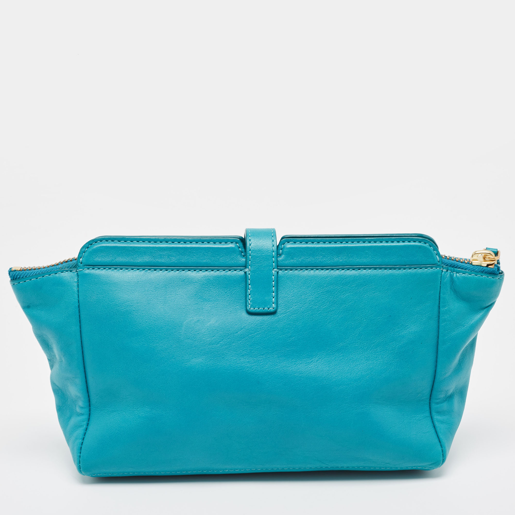 Marc By Marc Jacobs Green Turquoise Leather Zip Pouch