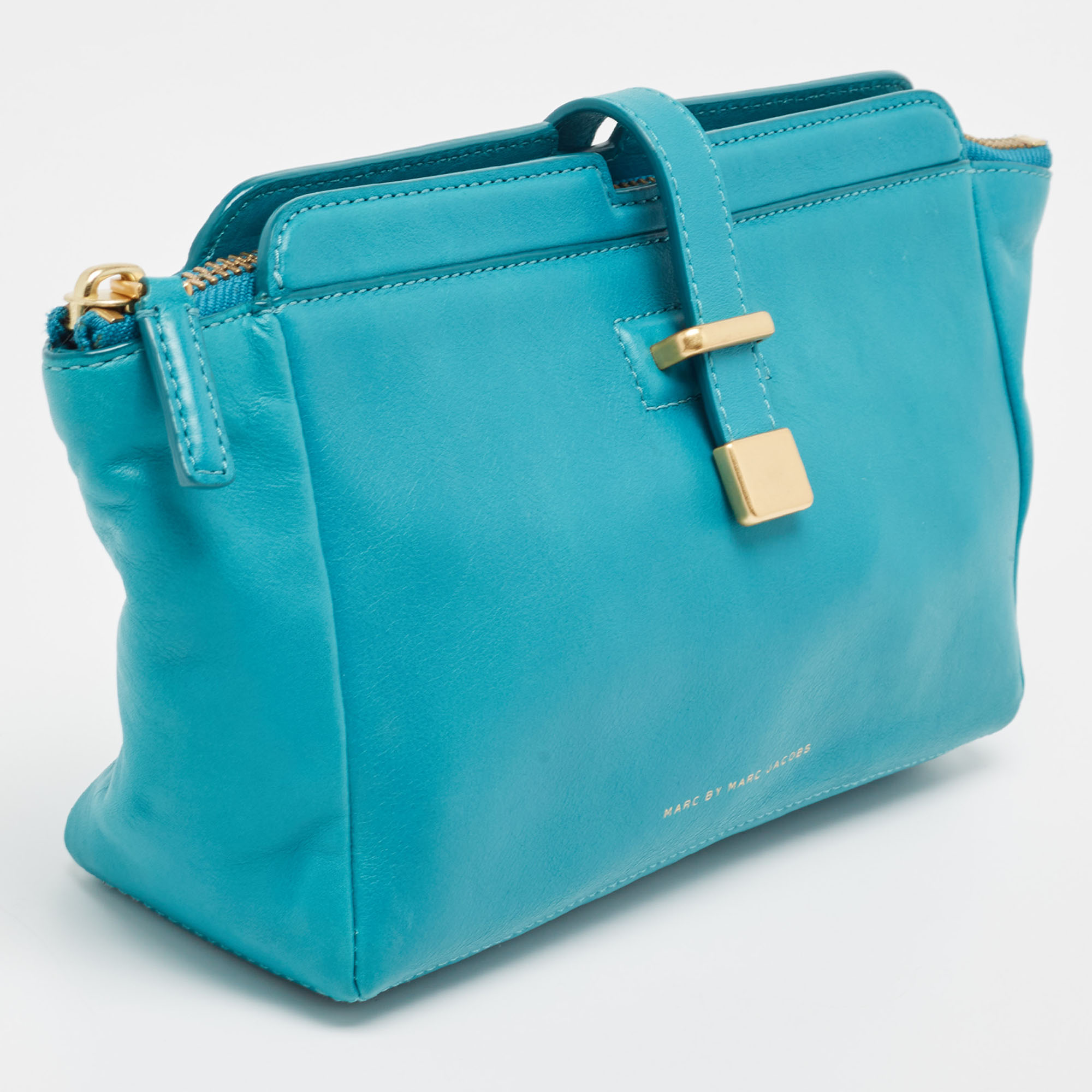 Marc By Marc Jacobs Green Turquoise Leather Zip Pouch