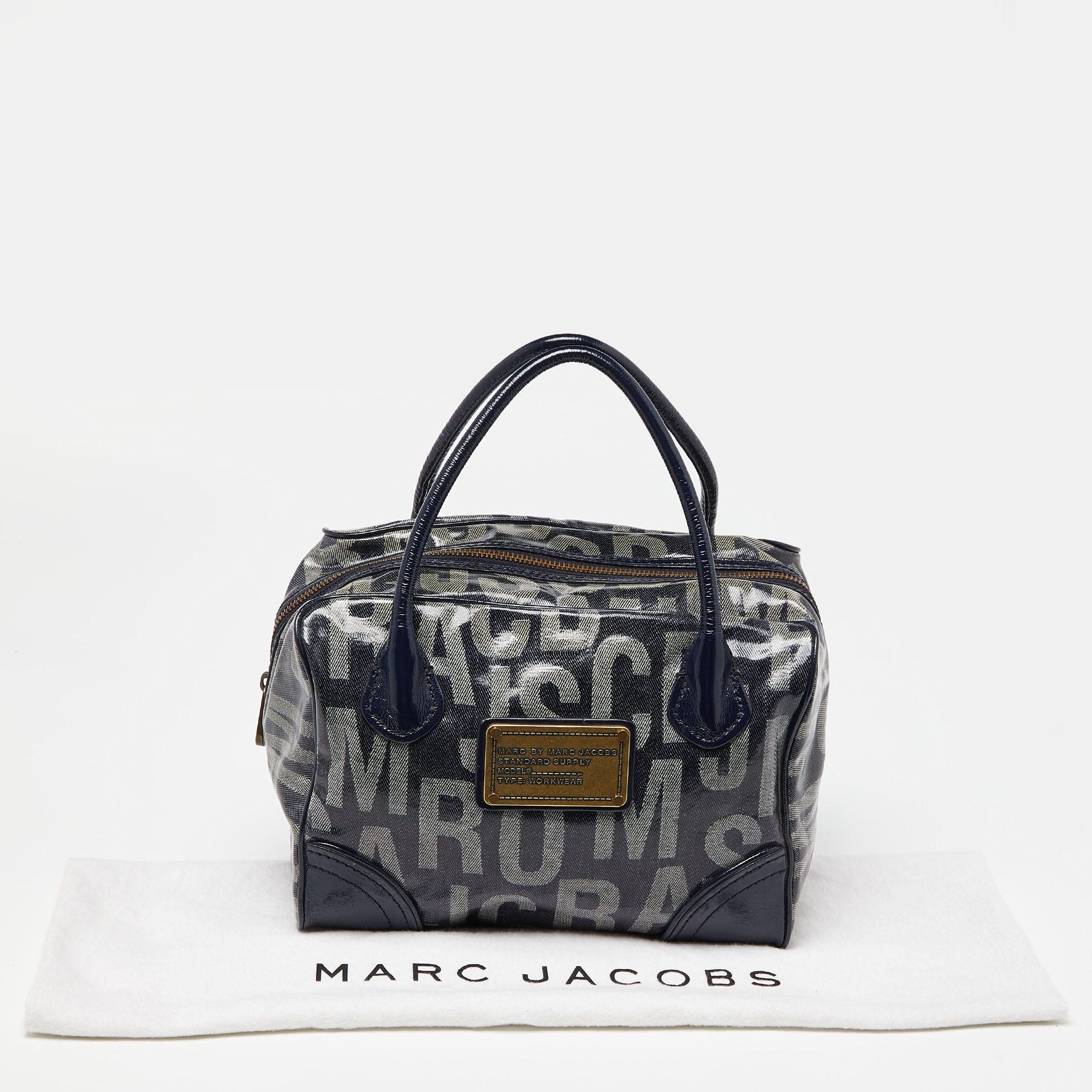 Marc By Marc Jacobs Blue Monogram Coated Canvas And Patent Leather Bag