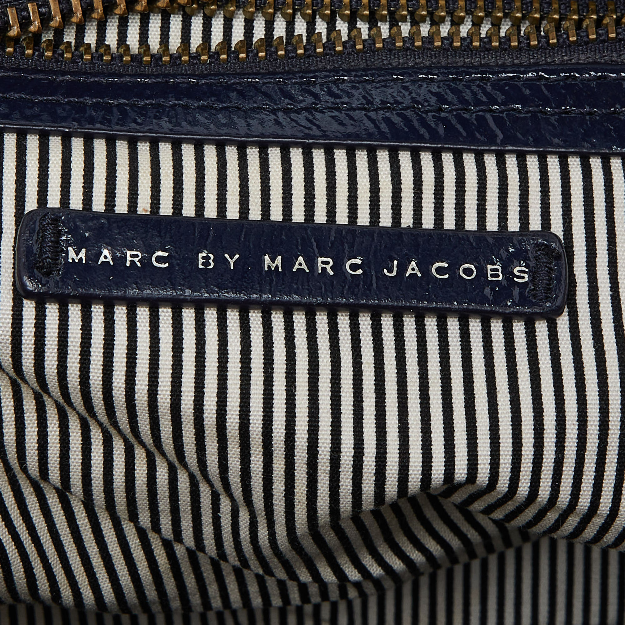 Marc By Marc Jacobs Blue Monogram Coated Canvas And Patent Leather Bag