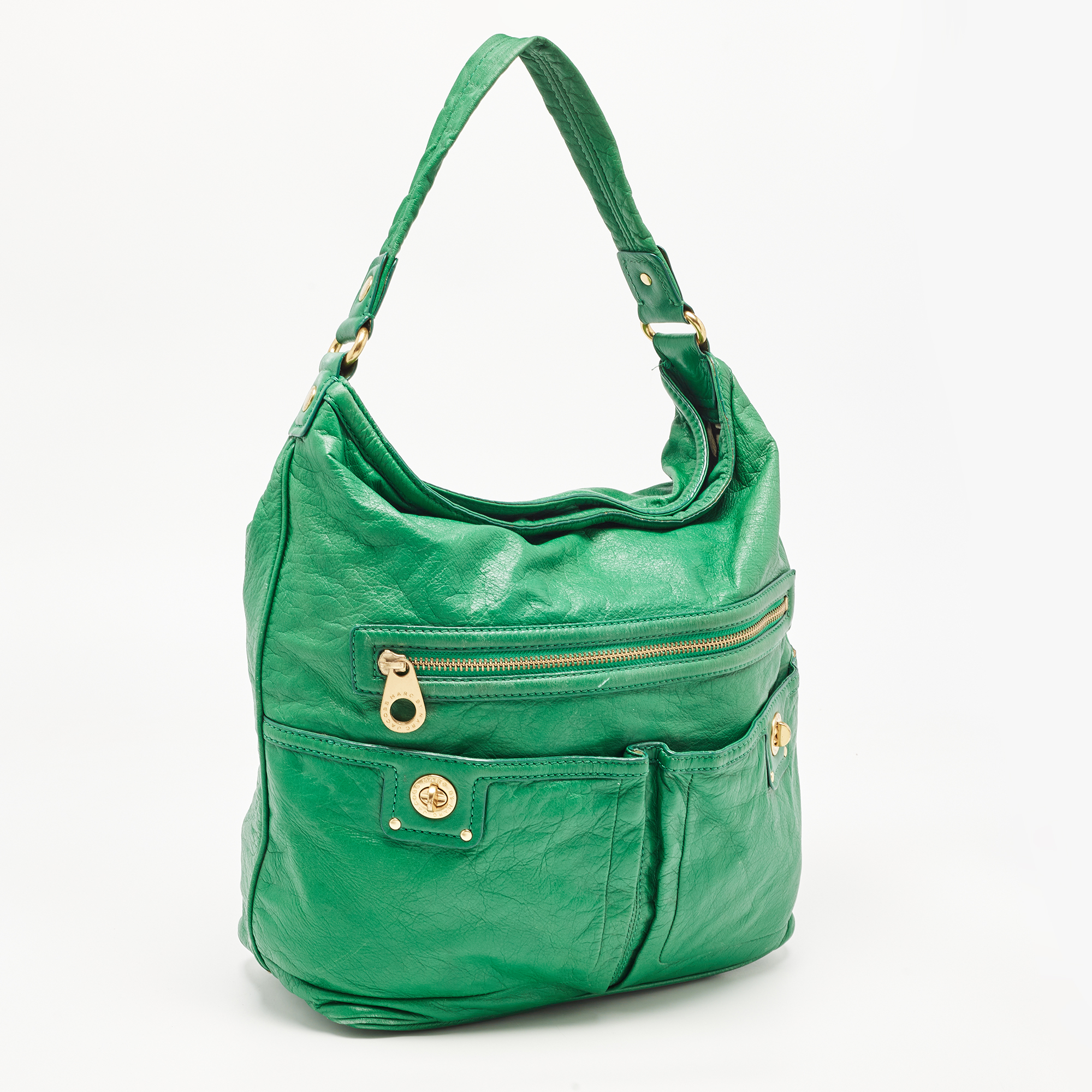 Marc By Marc Jacobs Green Leather Turnlock Faridah Hobo