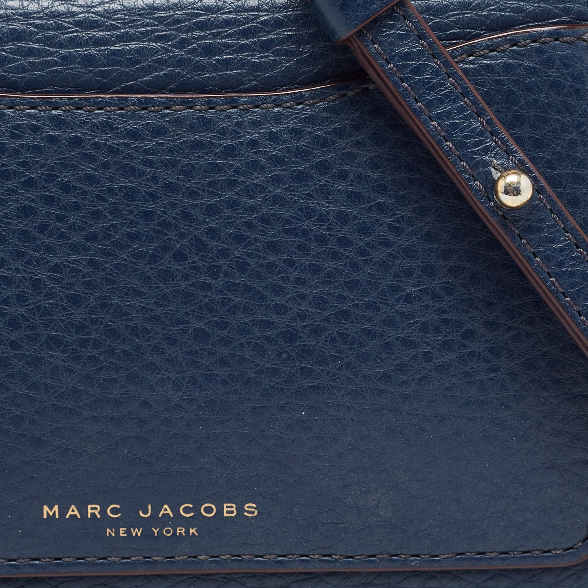 Marc Jacobs Navy Blue Leather Recruit Wallet On Strap