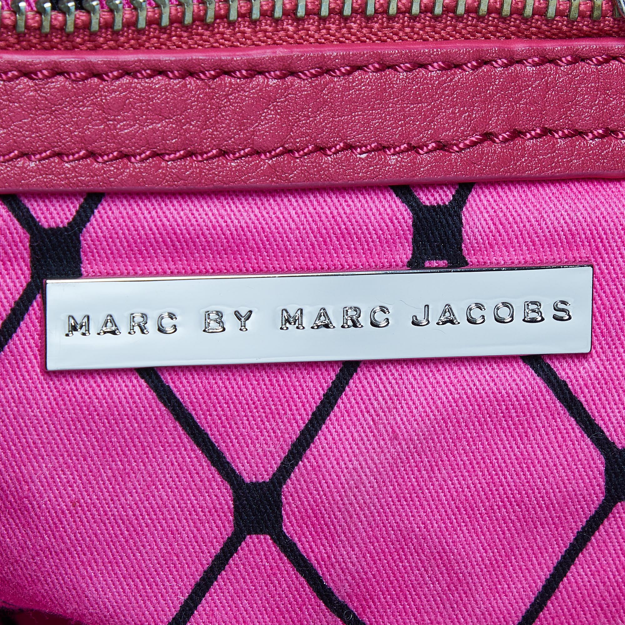 Marc By Marc Jacobs Pink Leather Expandable Zip Around Hobo