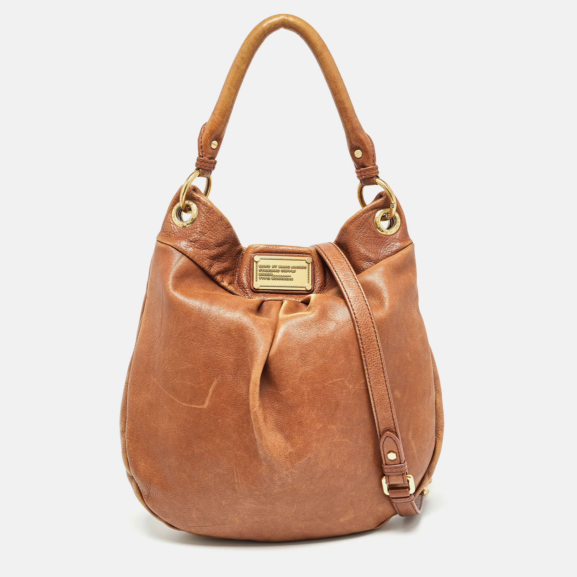Marc by marc jacobs brown leather classic q hillier hobo