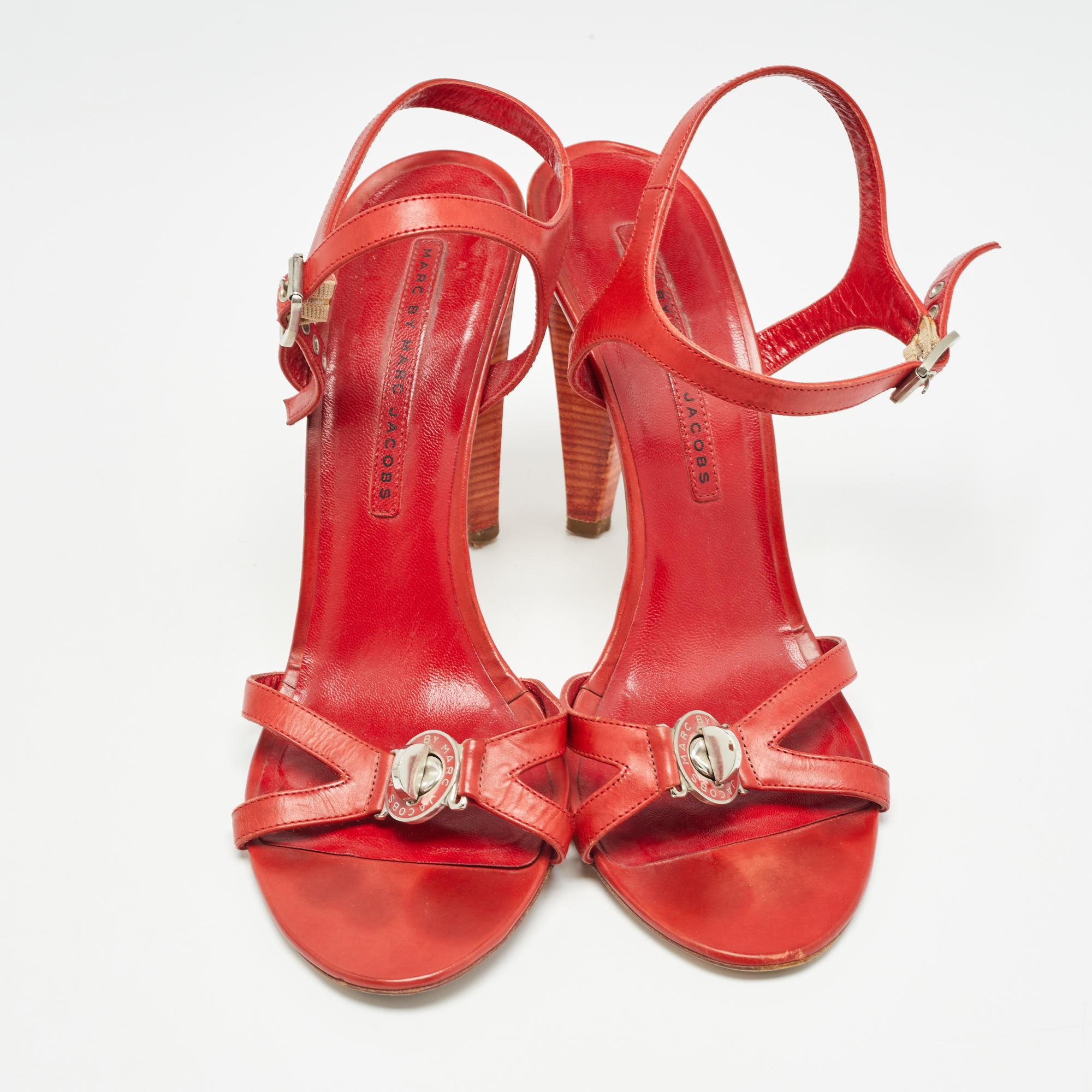 Marc By Marc Jacobs Red Leather Slingback Sandals Size 40