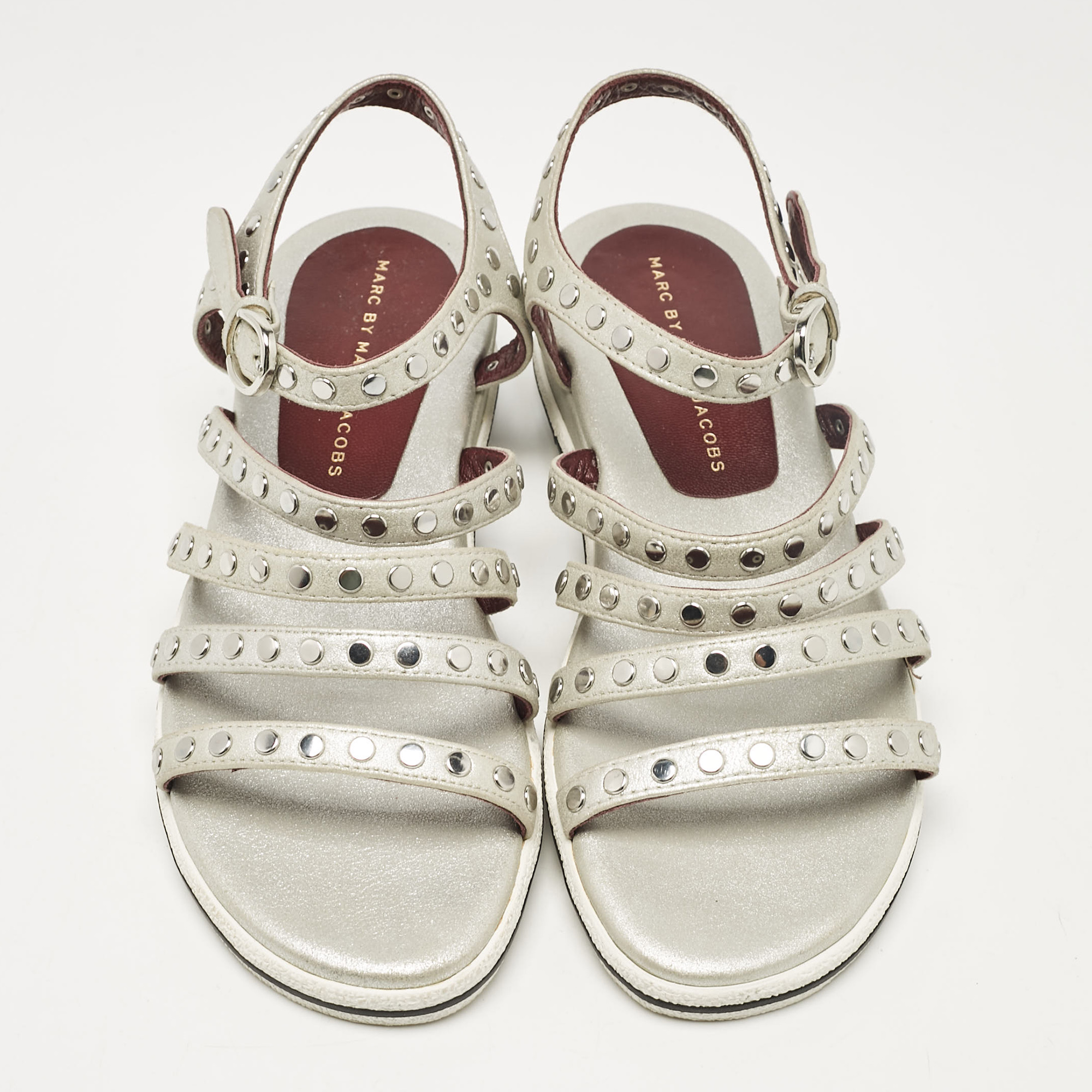 Marc By Marc Jacobs Silver Slingback Sandals Size 36.5