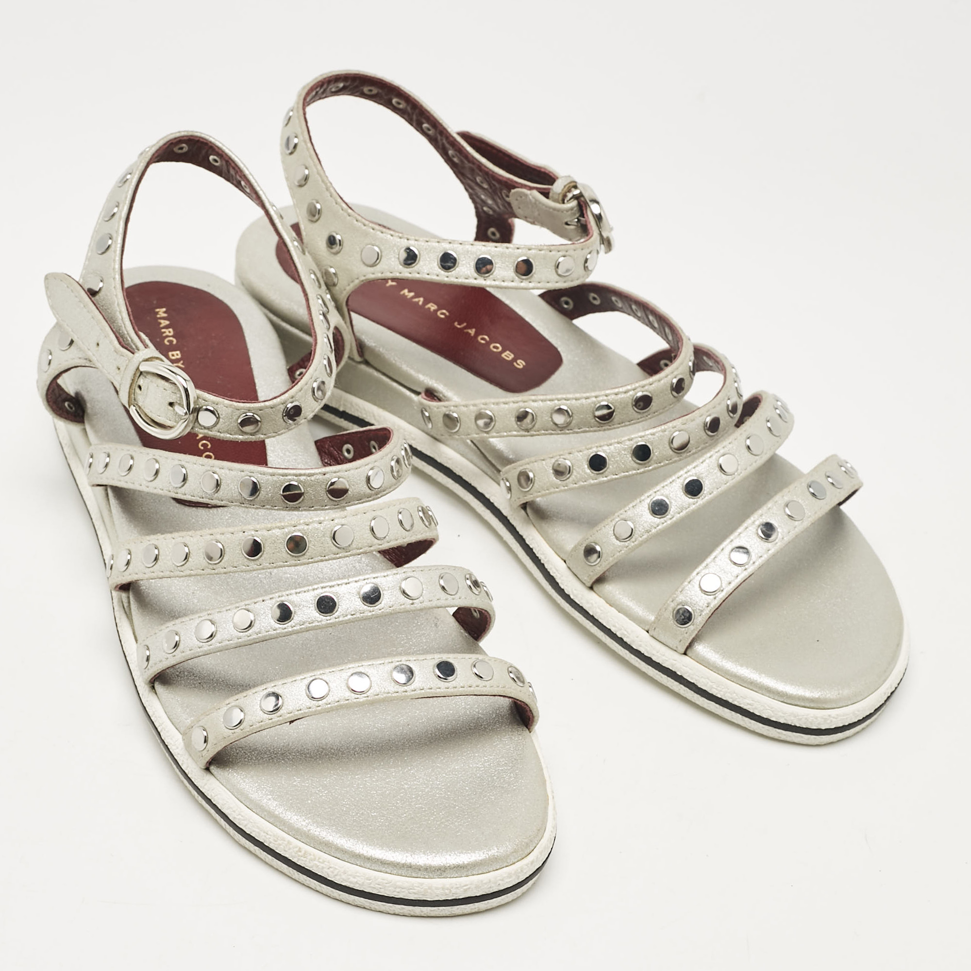 Marc By Marc Jacobs Silver Slingback Sandals Size 36.5