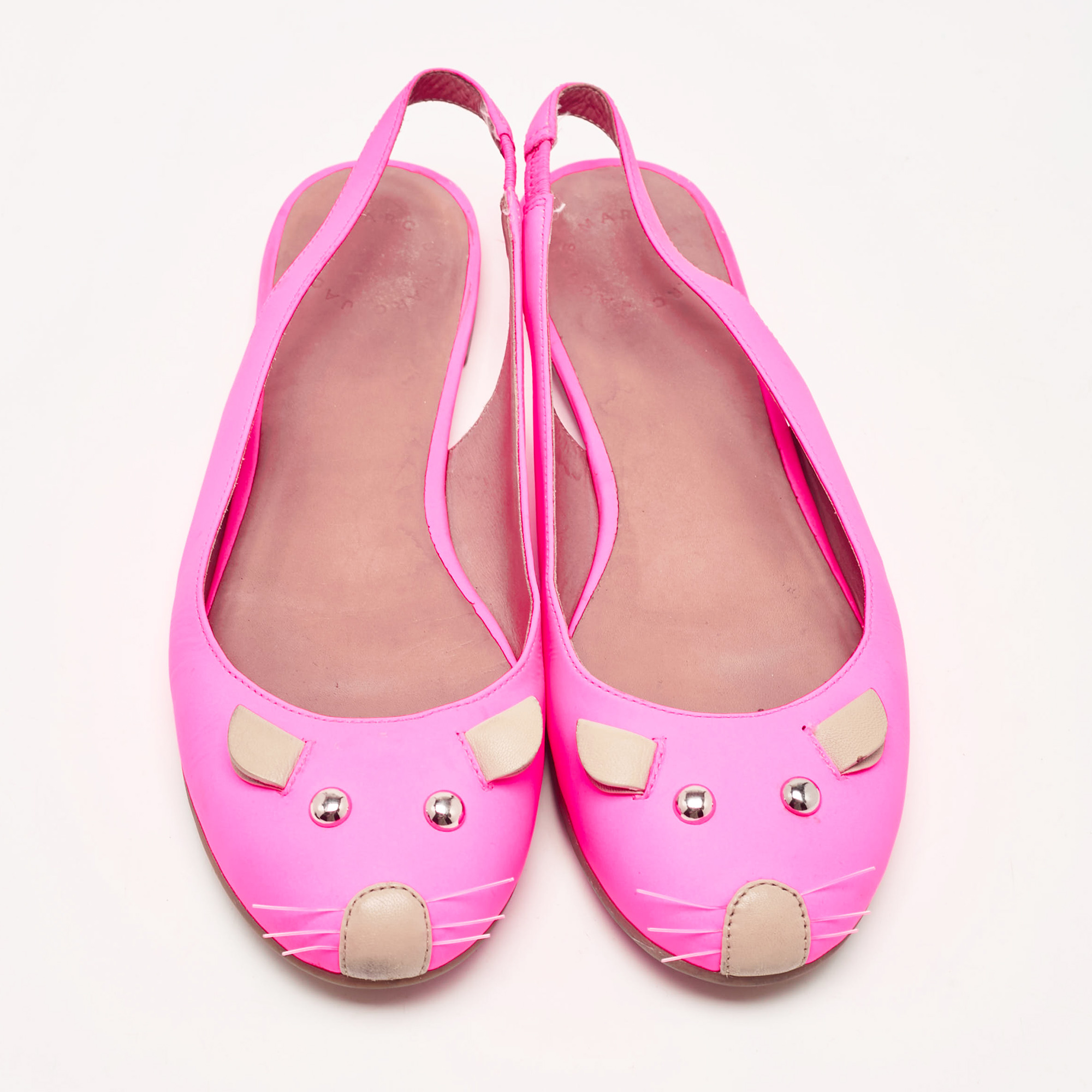 Marc By Marc Jacobs Pink Leather Mouse Slingback Flats Size 37