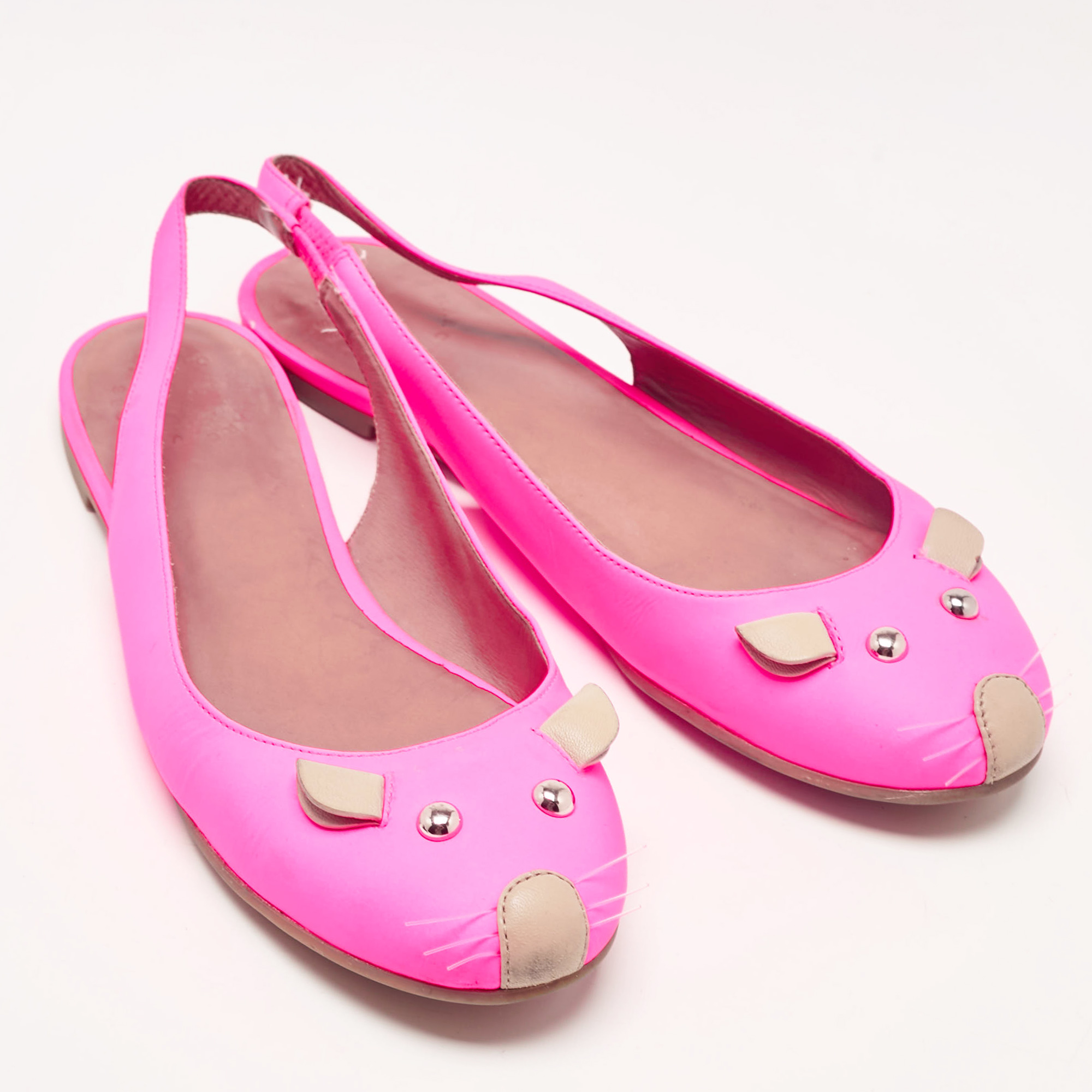 Marc By Marc Jacobs Pink Leather Mouse Slingback Flats Size 37