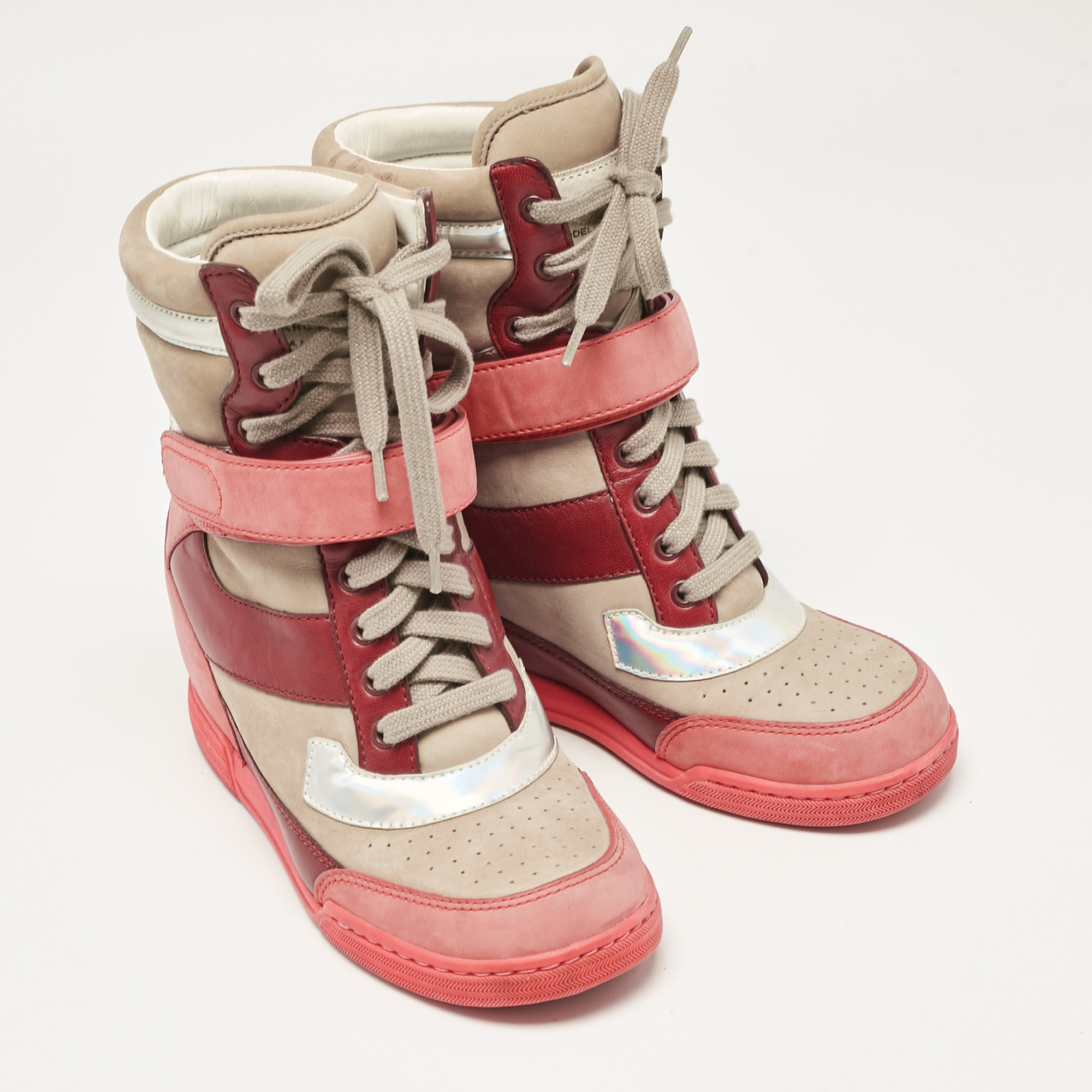 Marc By Marc Jacobs Multicolor Nubuck Leather Wedge Sneakers Size 37