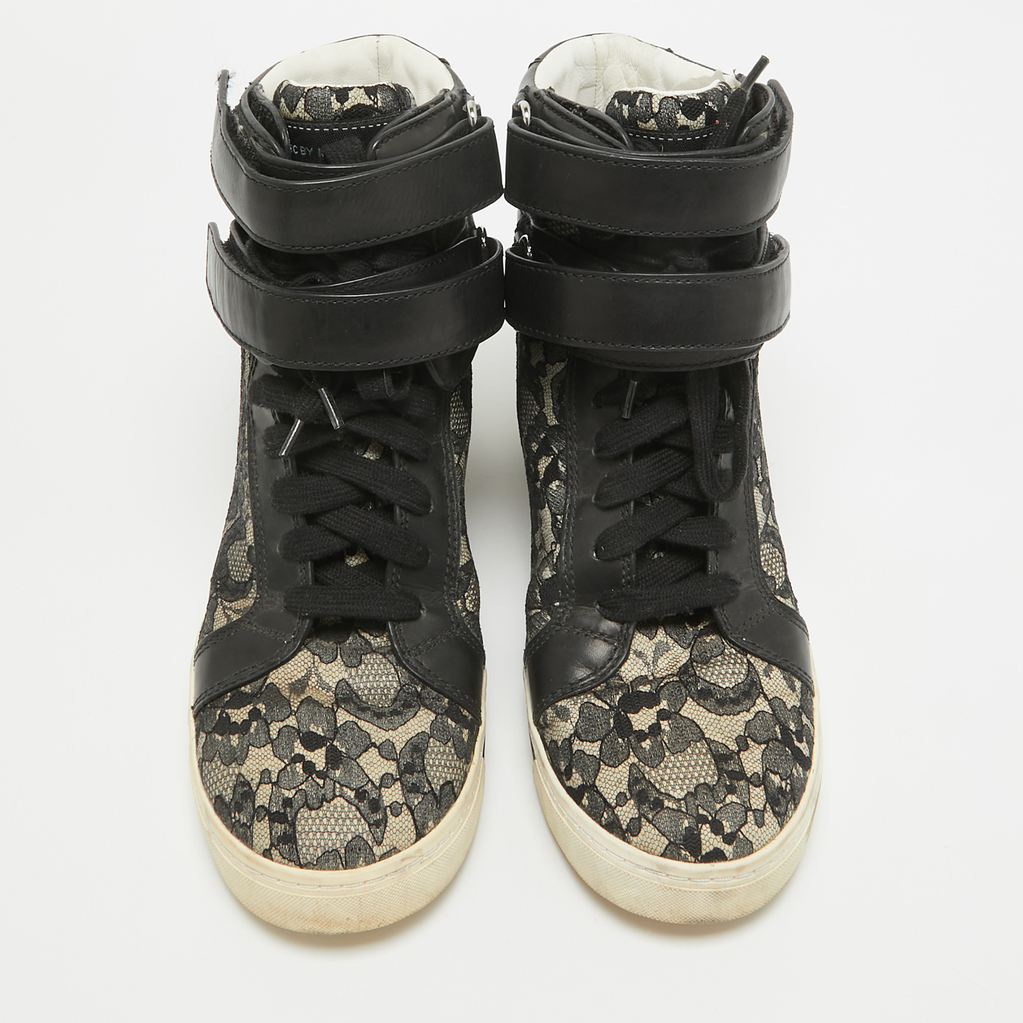 Marc By Marc Jacobs Black Leather And Mesh High Top Sneakers Size 41