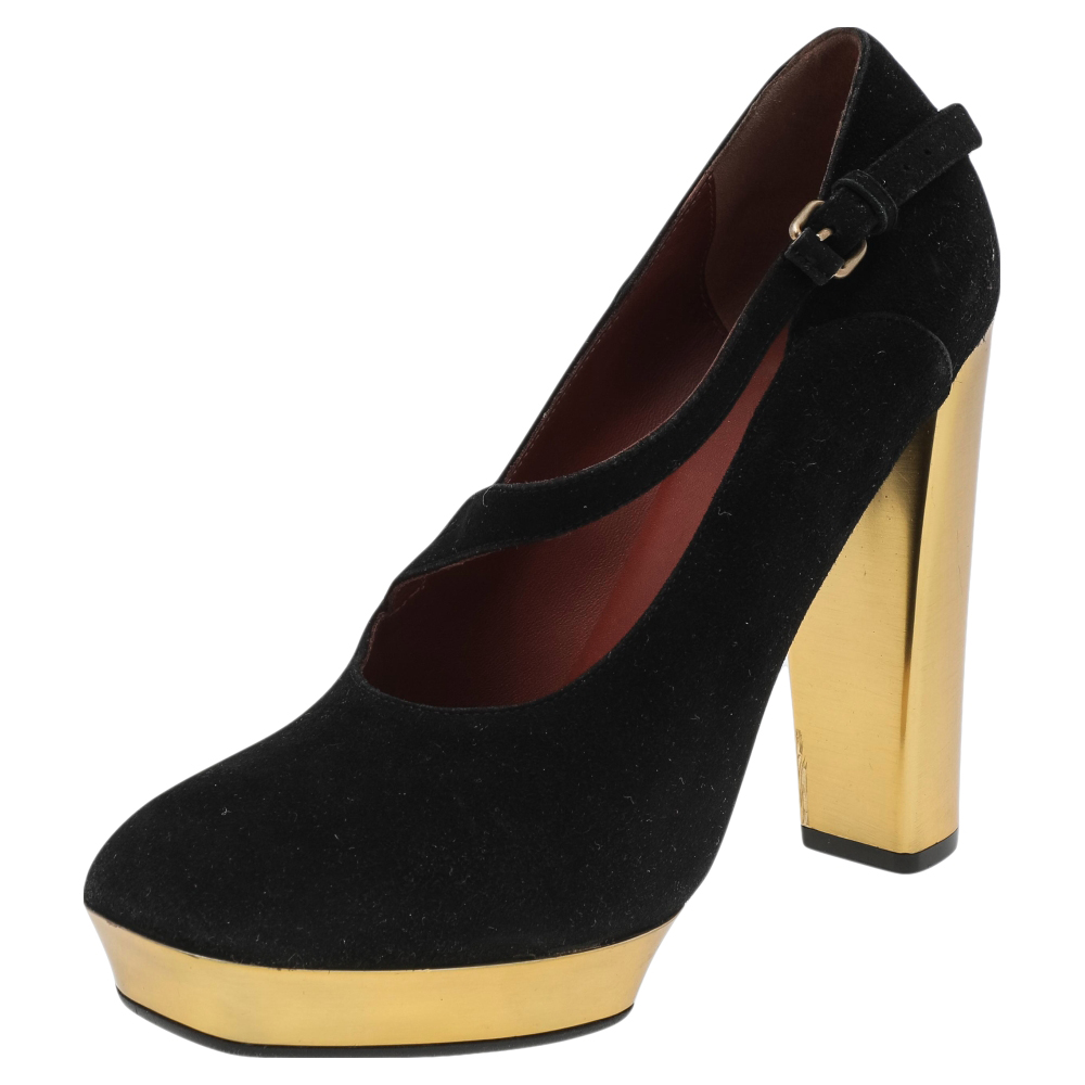 

Marc by Marc Jacobs Black Suede Platform Block Heel Pumps Size