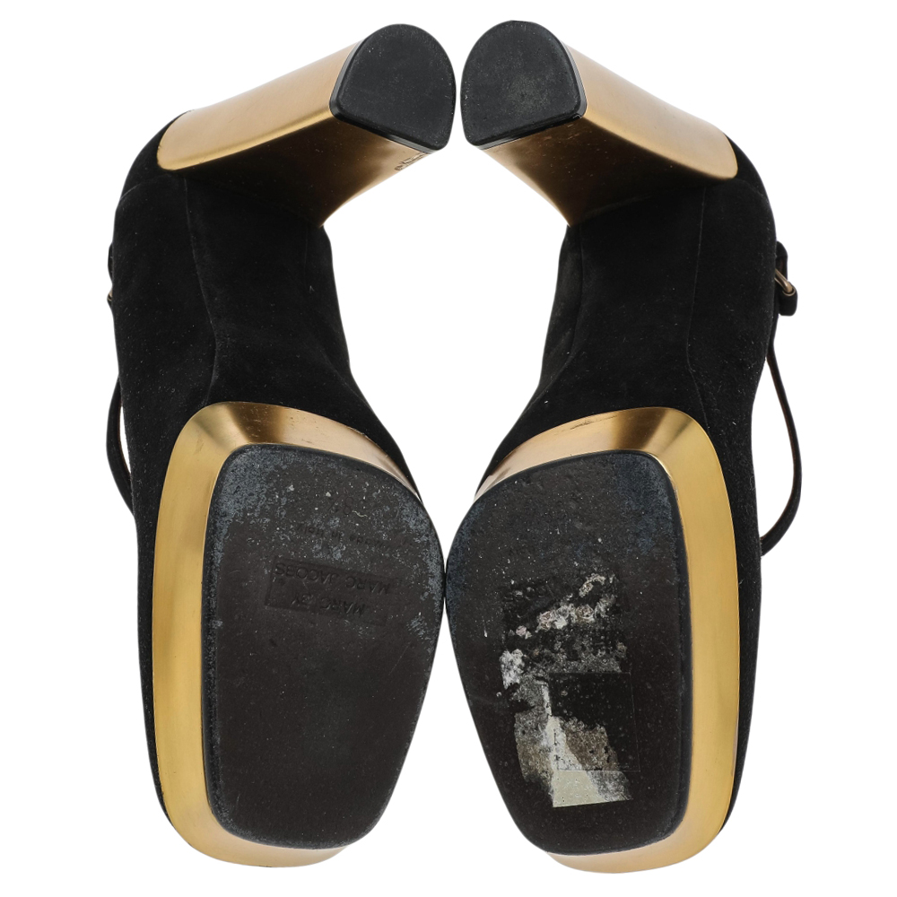 Marc By Marc Jacobs Black Suede Platform Block Heel Pumps Size 38.5