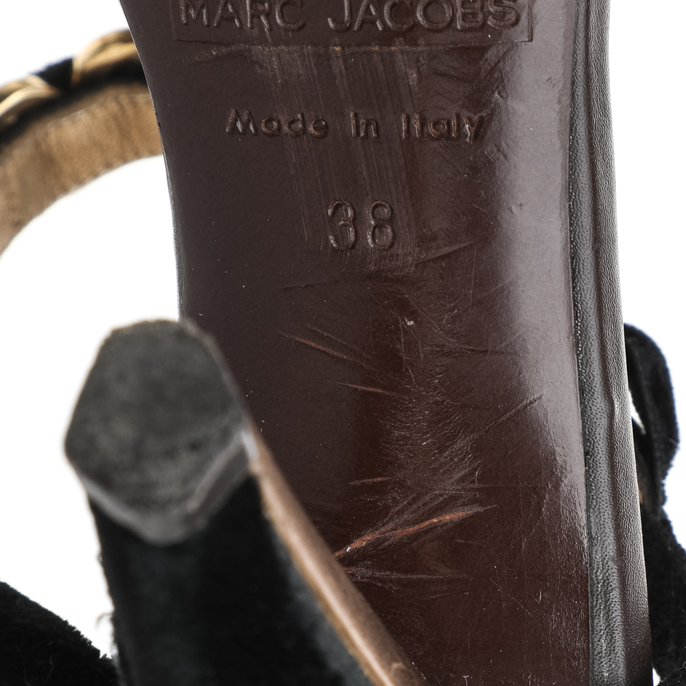 Marc By Marc Jacobs Black Velvet Bow Open Toe Sandals Size 38