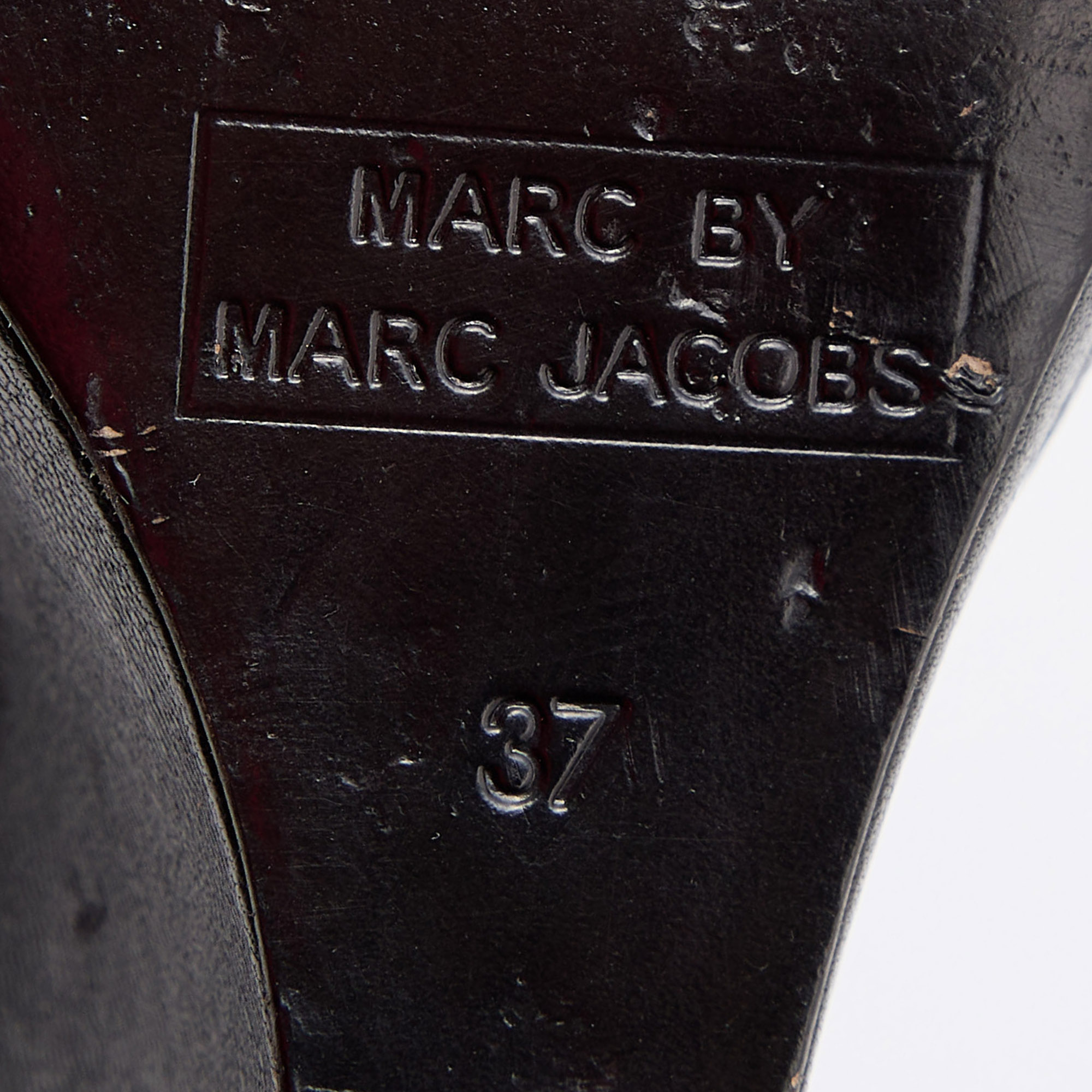 Marc By Marc Jacobs Black Leather Embellished Platform Wedge Pumps Size 37