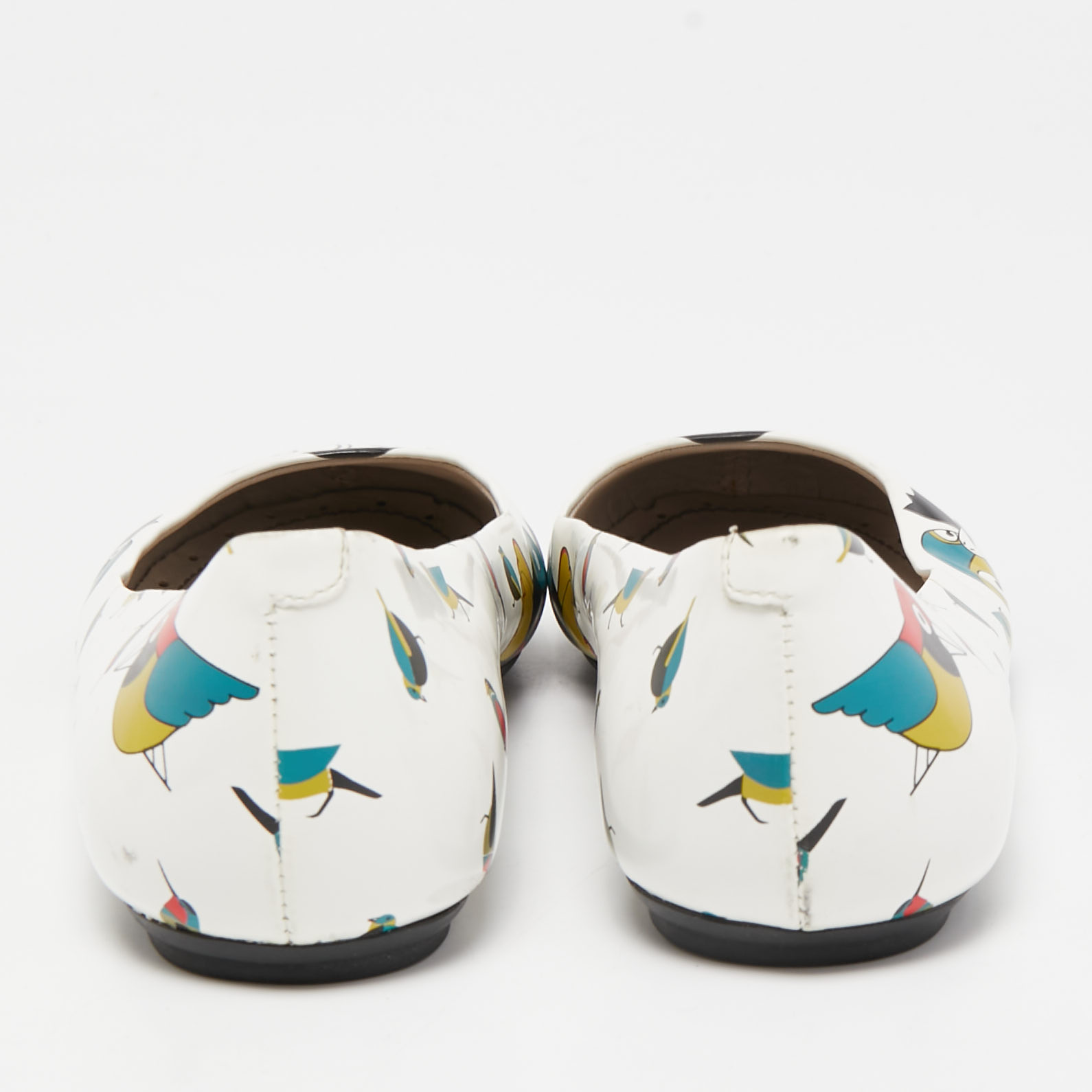 Marc By Marc Jacobs White Bird Print Leather Ballet Flats Size 35