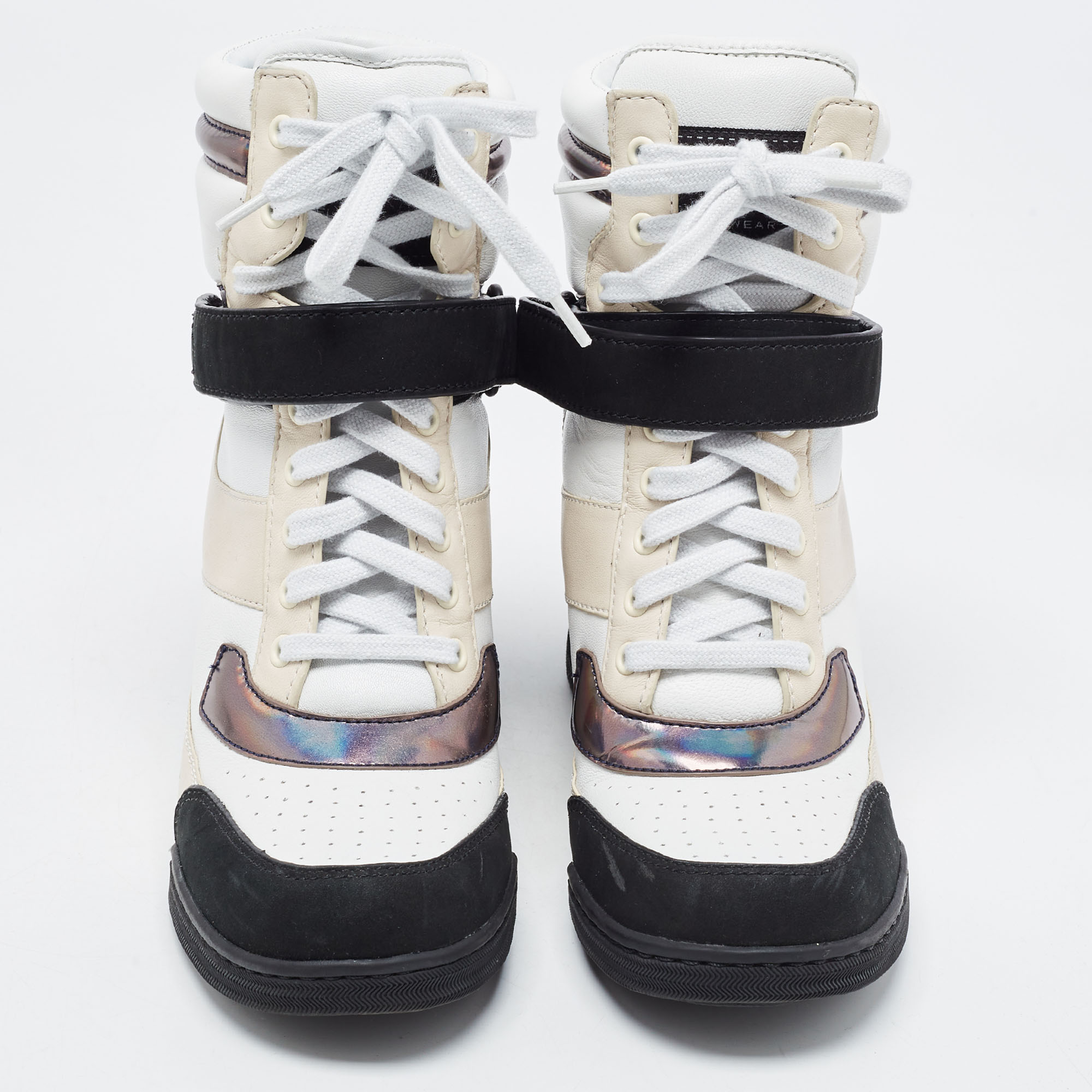 Marc By Marc Jacobs Tri Color Leather Lace Up Wedge Sneakers Size 38