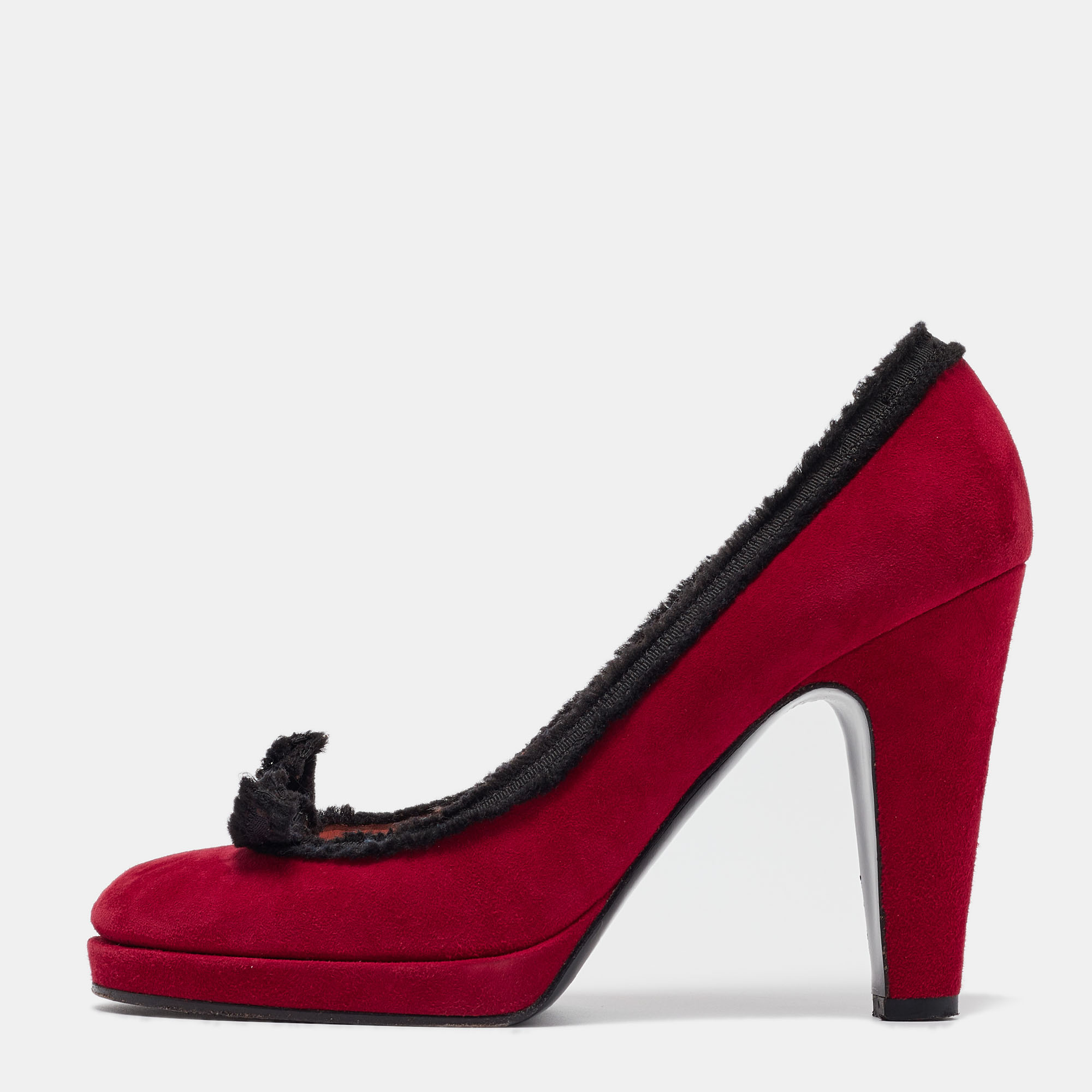 Marc by marc jacobs red suede bow block pumps size 38