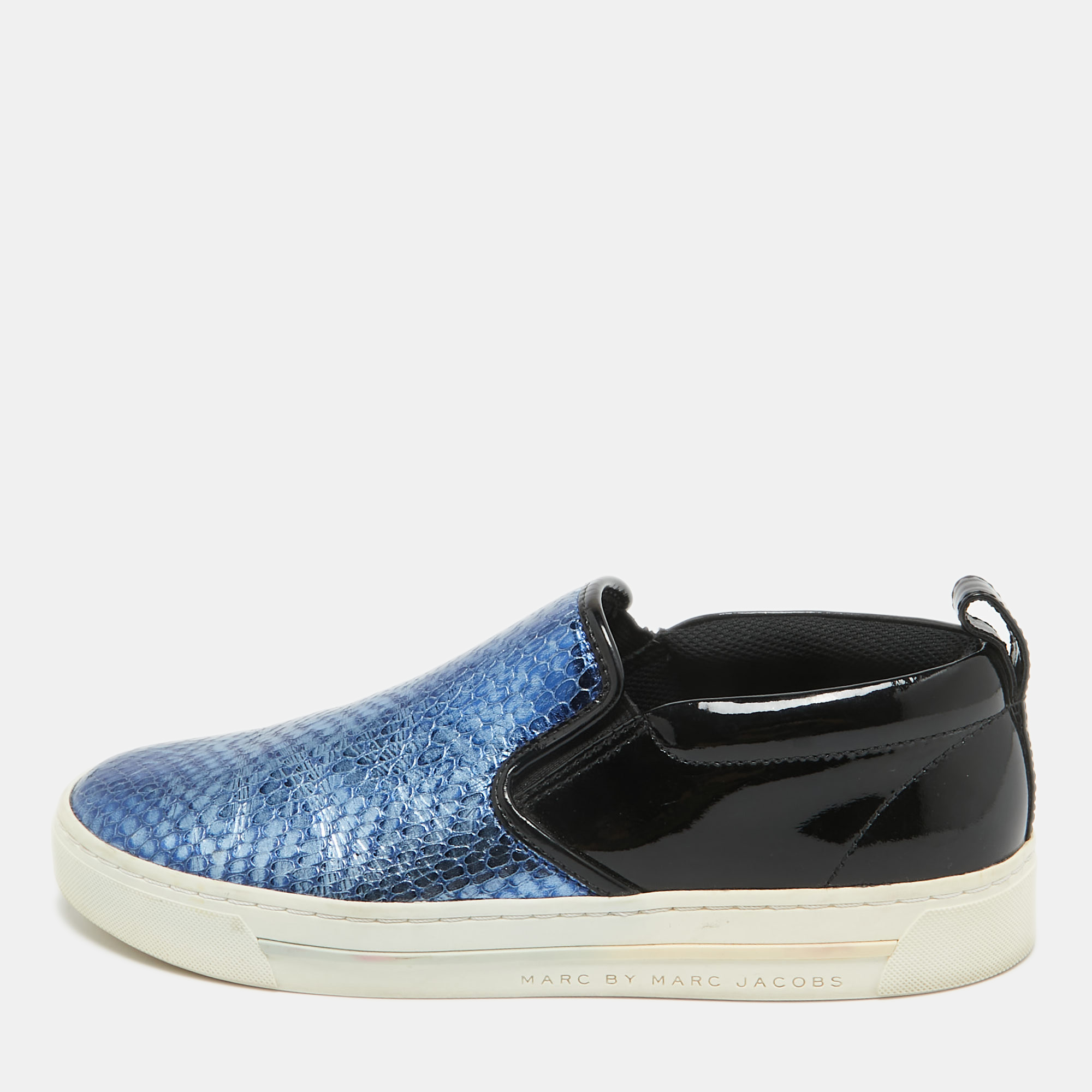 Marc by marc jacobs blue python embossed leather broome sneakers size 36