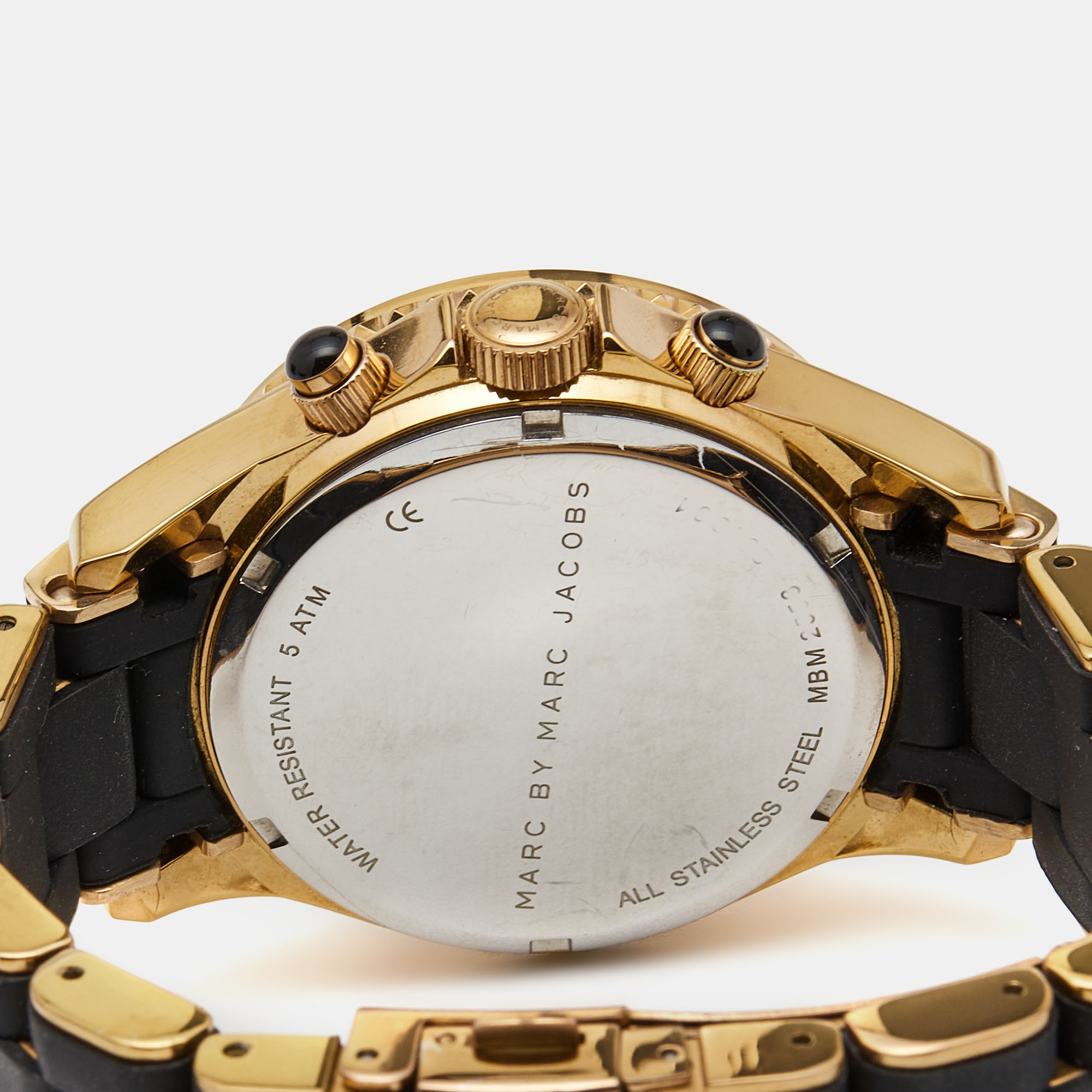 Marc By Marc Jacobs Black Gold Plated Stainless Steel Silicone Pelly MBM2553 Women's Wristwatch 40 Mm