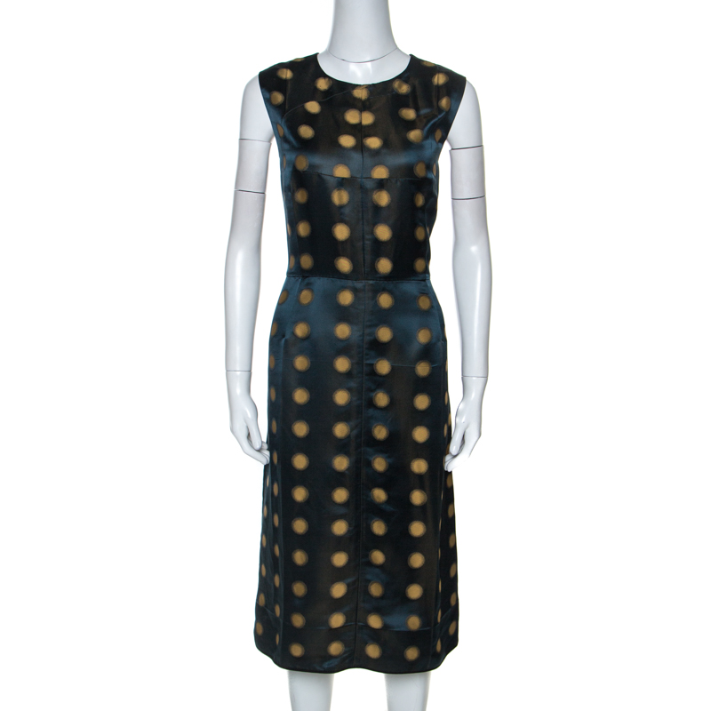 Image of Marc Jacobs Green Polka Dot Jacquard Sleeveless Dress L