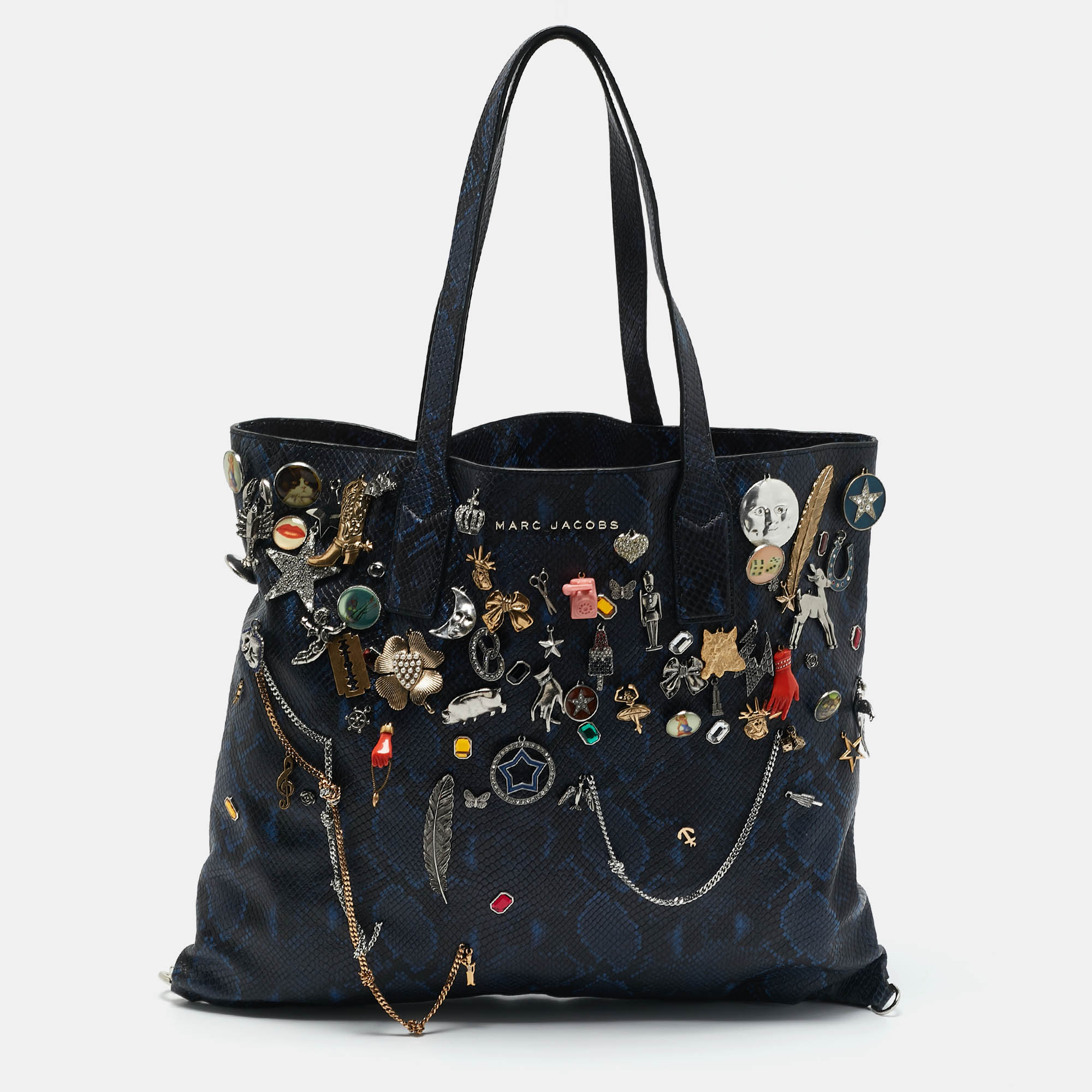 Marc Jacobs Blue/Multicolor Python Embossed Leather Charms Wingman Tote
Marc Jacobs Blue/Multicolor Python Embossed Leather Charms Wingman Tote