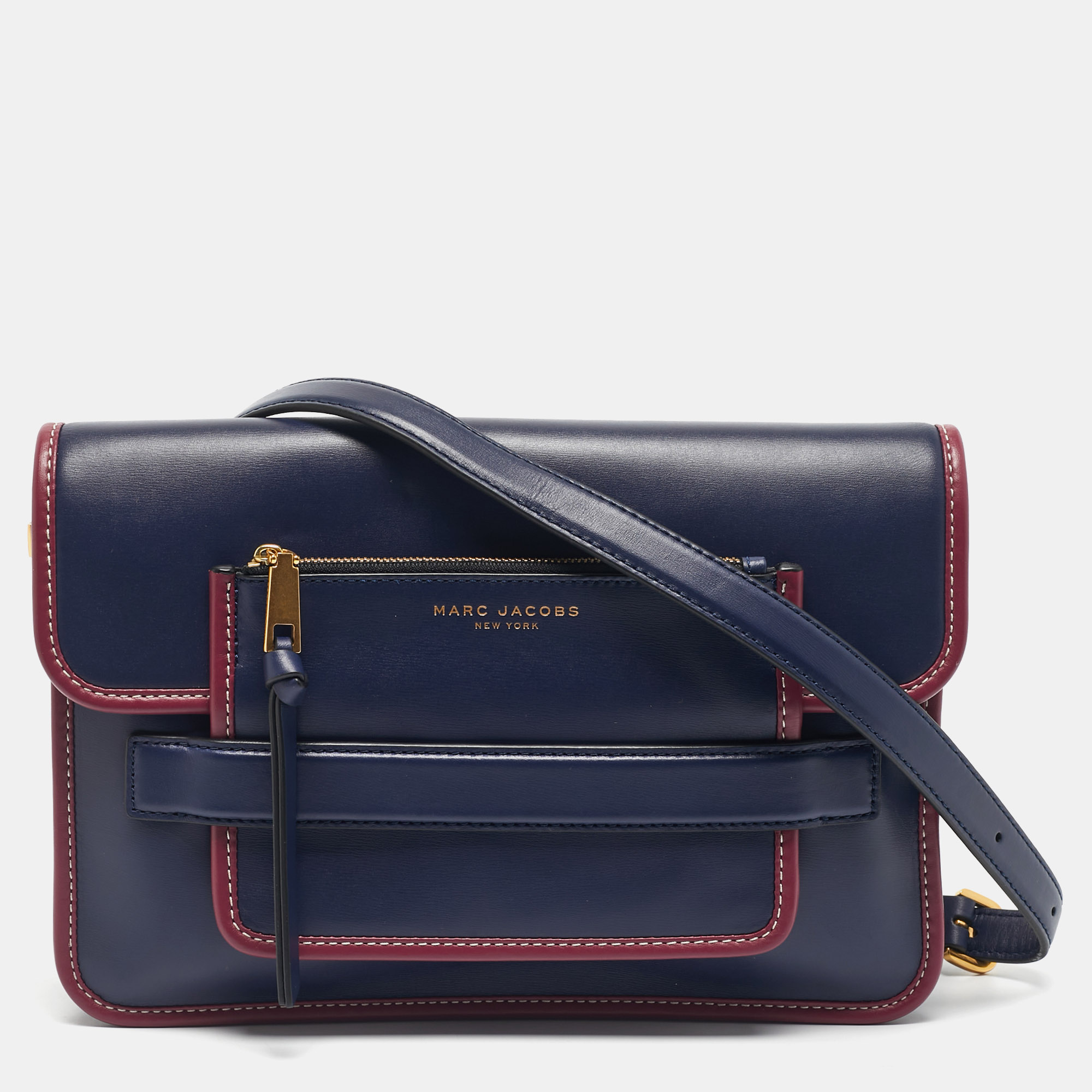 Marc Jacobs Navy Blue/Magenta Leather Large Madison Shoulder Bag - Marc Jacobs - Modalova