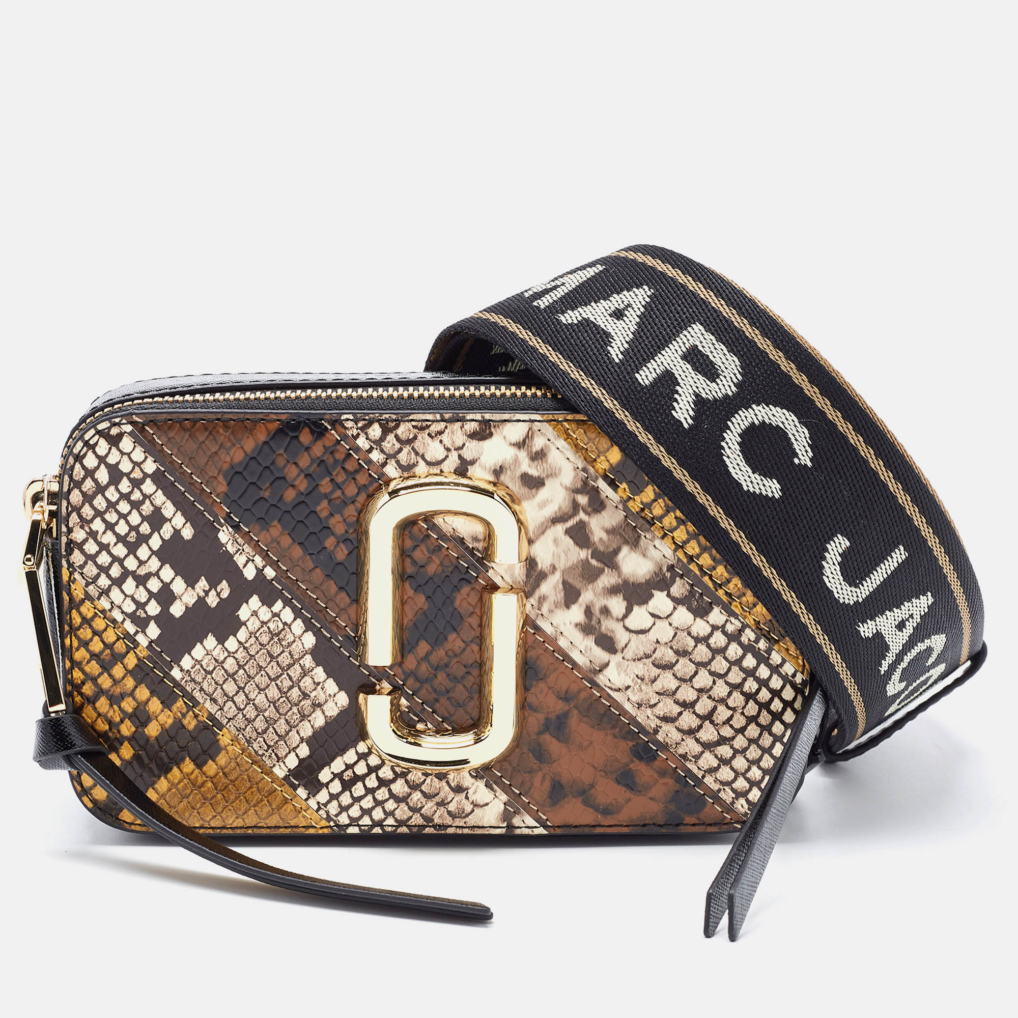 Marc Jacobs Tri Color Python Embossed Leather Snapshot Camera Crossbody Bag