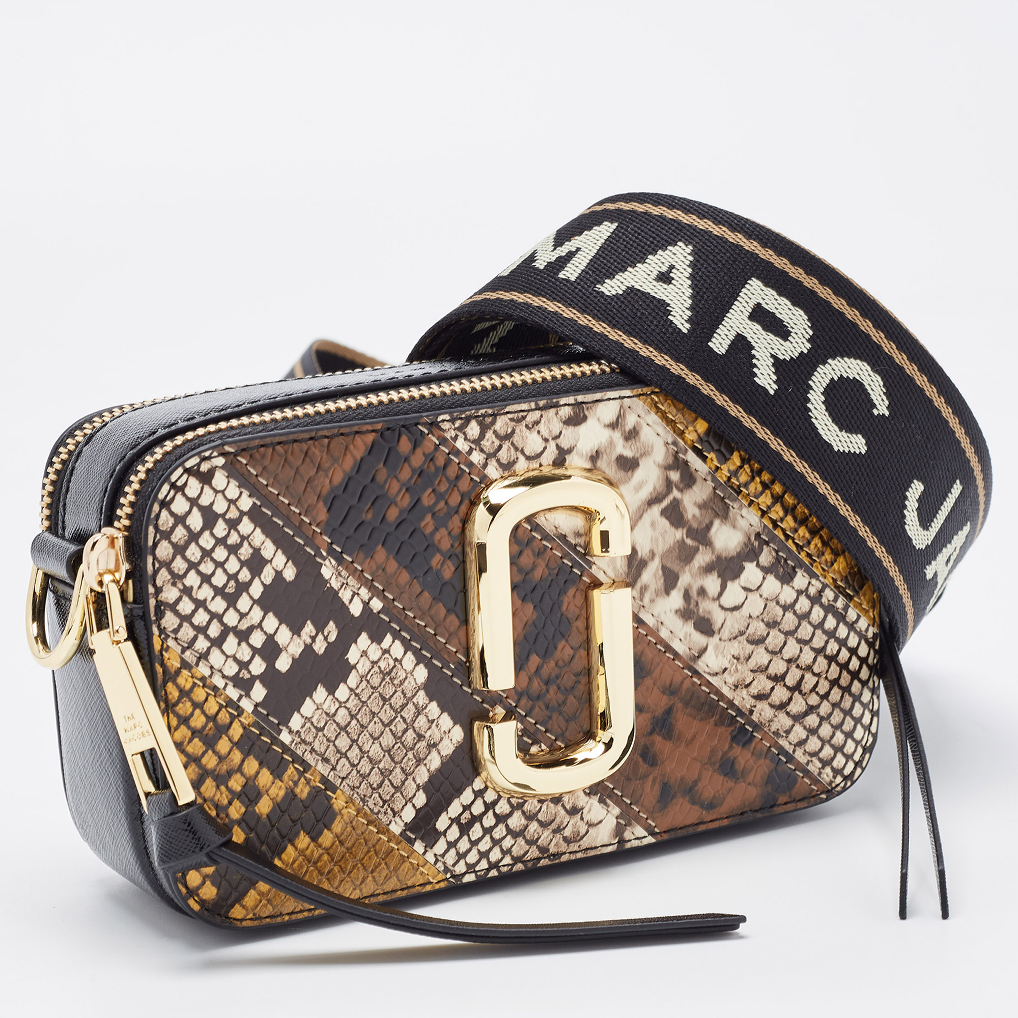 Marc Jacobs Tri Color Python Embossed Leather Snapshot Camera Crossbody Bag