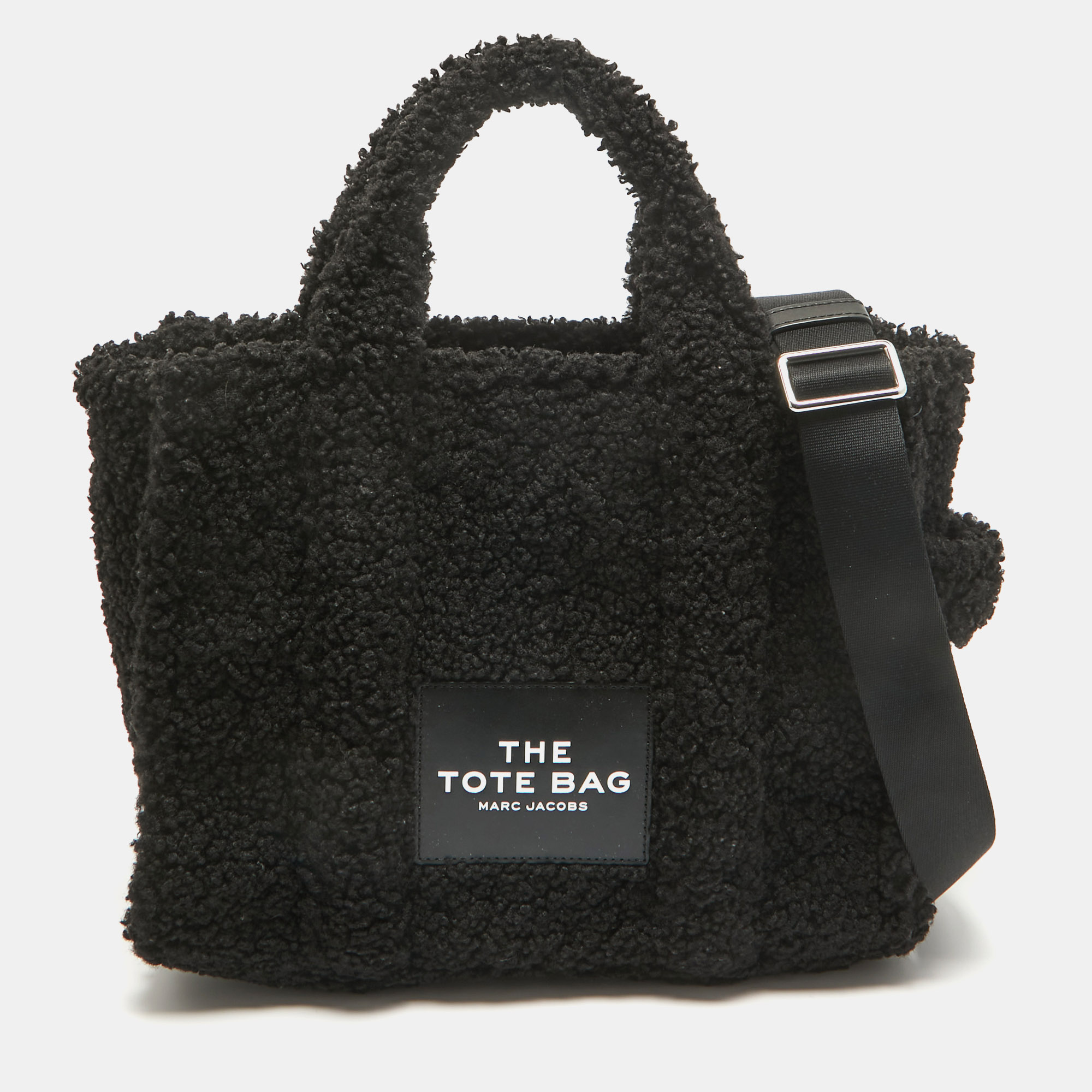 Marc jacobs black faux fur medium the tote bag