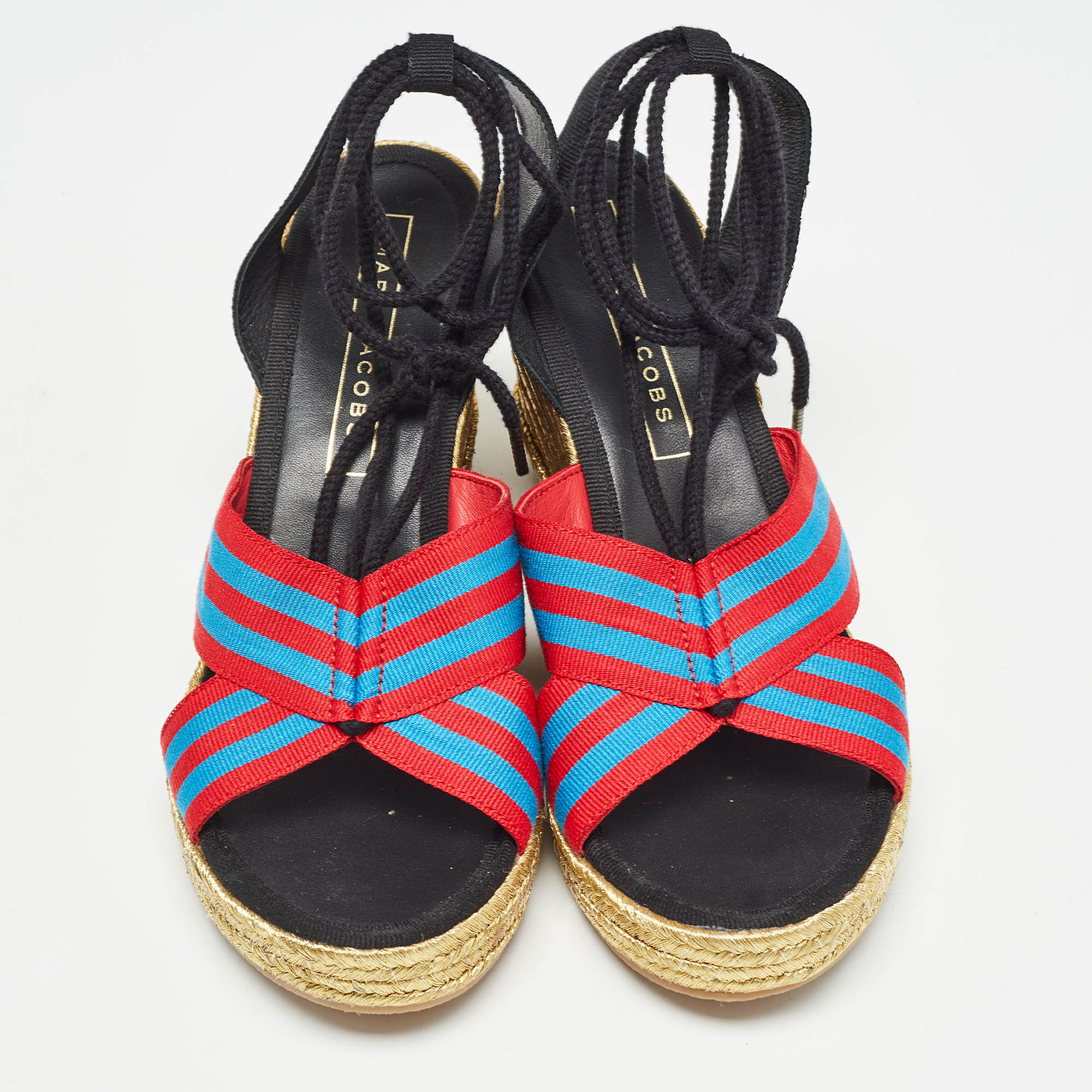 Marc Jacobs Multicolor Grosgrain Espadrille Wedge Sandals Size 40