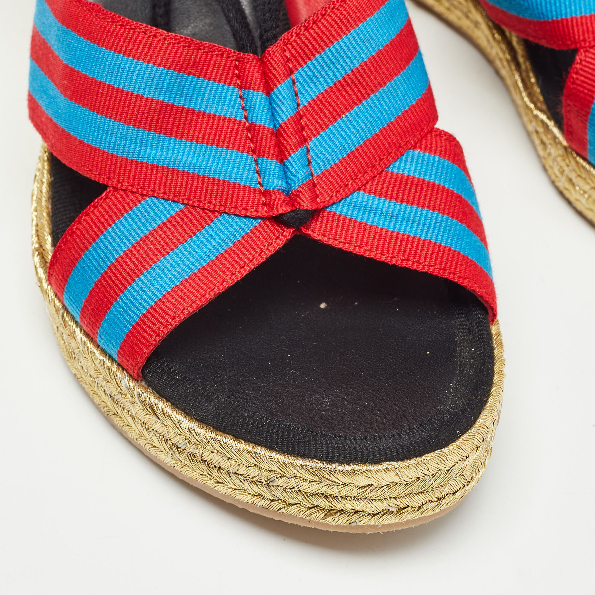 Marc Jacobs Multicolor Grosgrain Espadrille Wedge Sandals Size 40