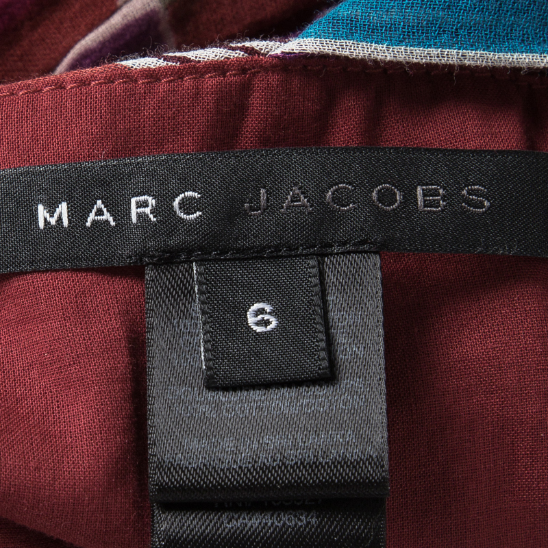 Marc Jacobs Multicolor Geometric Print Sleeveless Tie Detail Cotton Top M