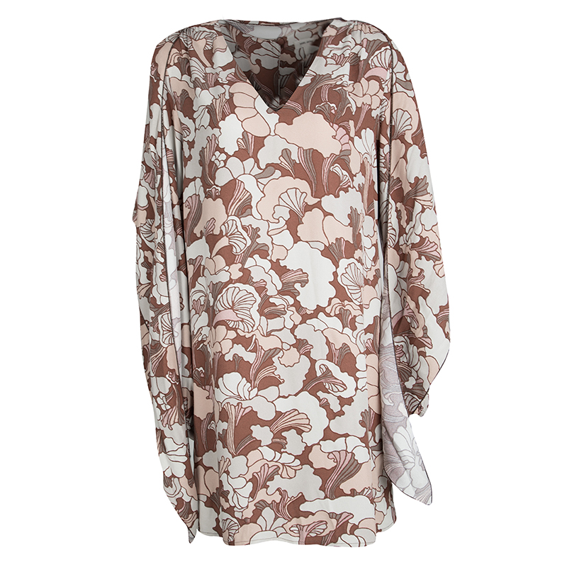 Marc Jacobs Floral Printed Long Sleeve V-Neck Tunic And Scarf Set M