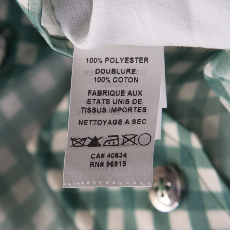 Marc Jacobs Green And White Checked Organza Long Sleeve Shirt S