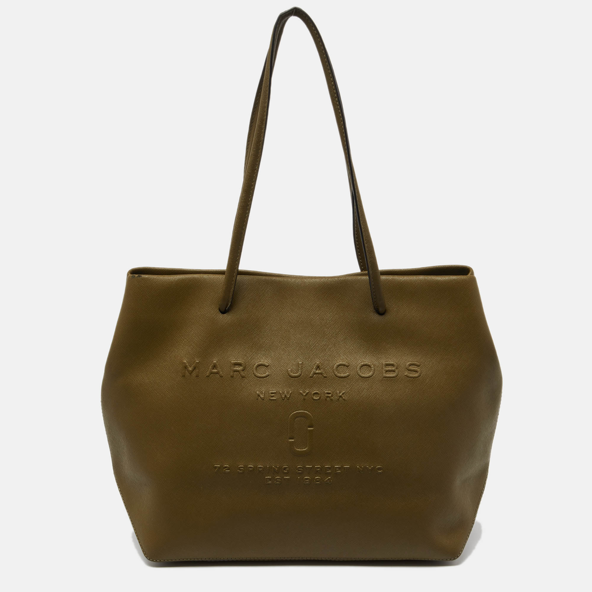 Marc jacobs green leather east west shopper tote
