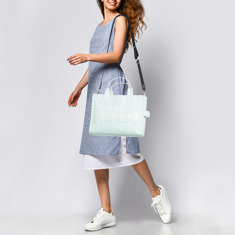 Marc Jacobs Mint Green/Black Canvas Medium The Tote Bag