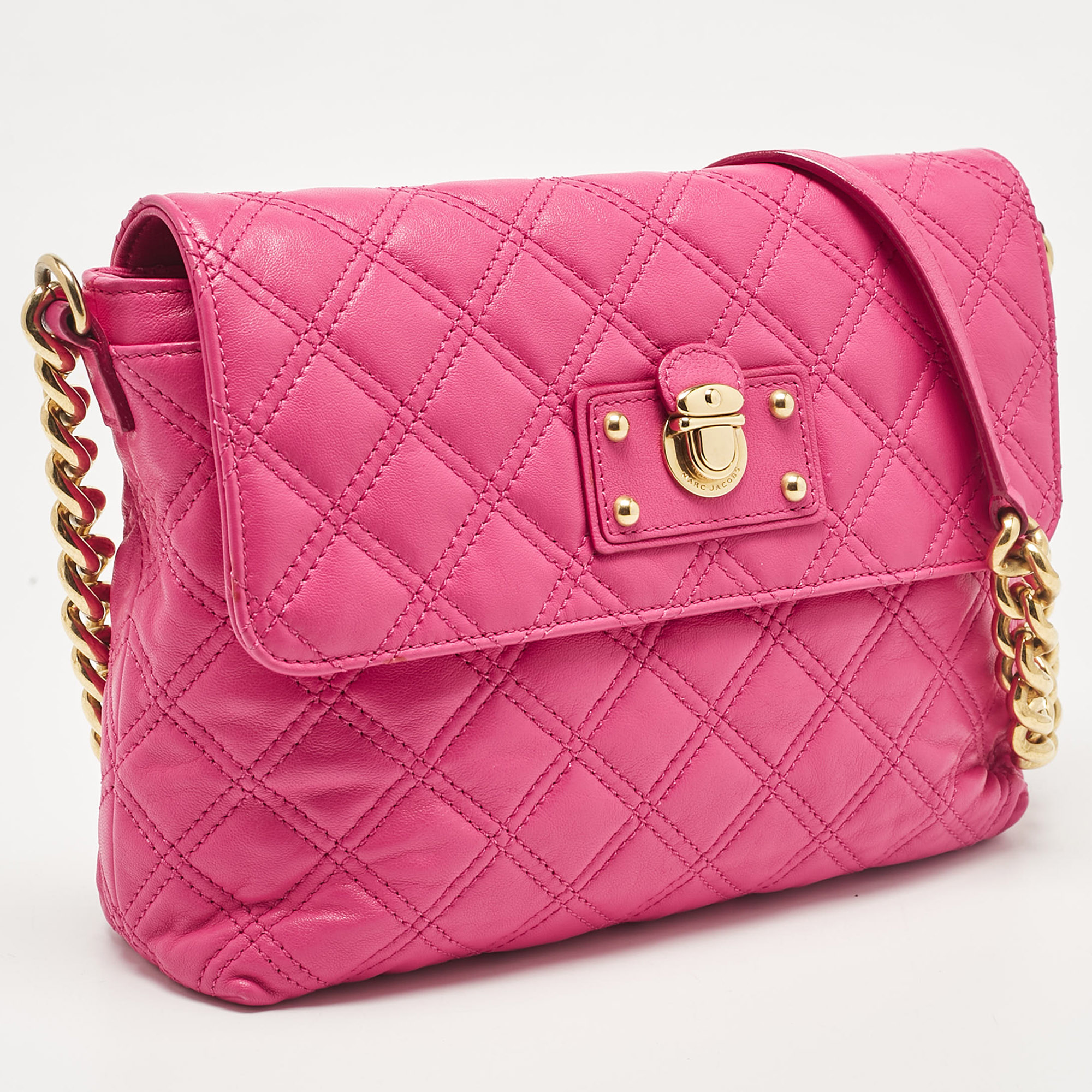 Marc Jacobs Pink Quilted Leather Large Single Shoulder Bag