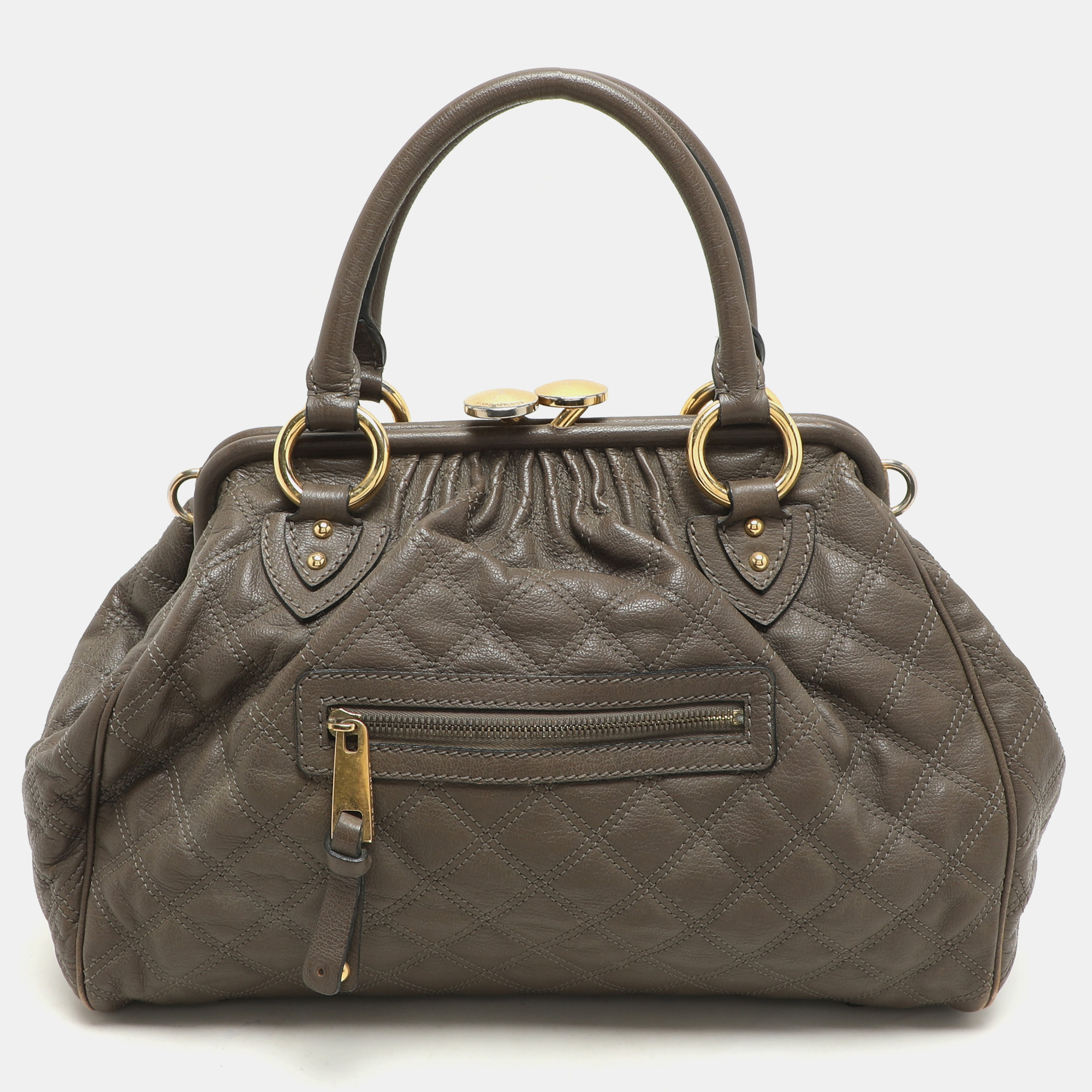 Marc Jacobs Brown Quilted Leather Stam Satchel
