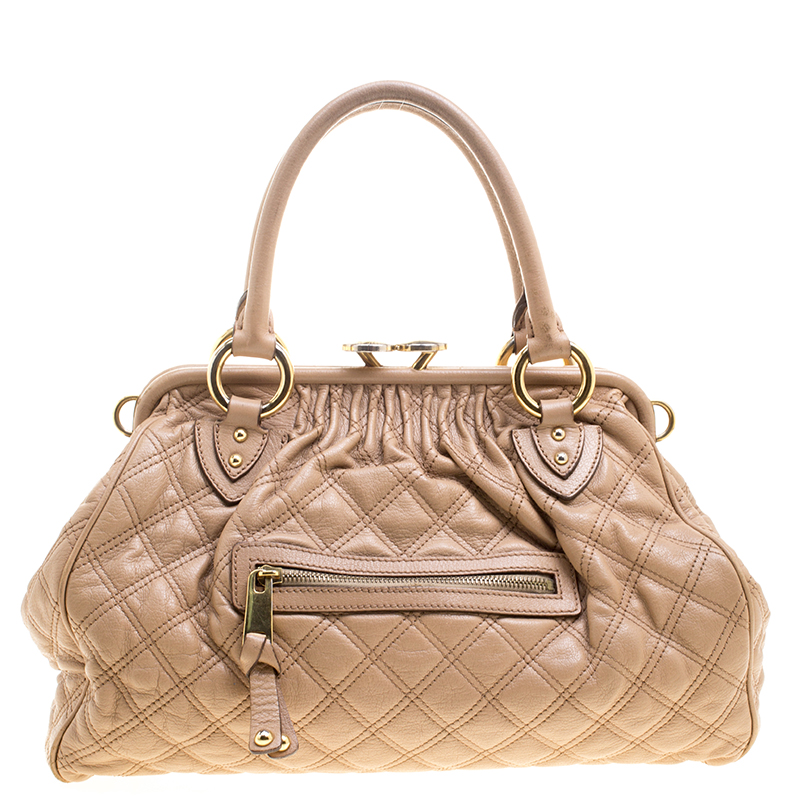 Image of Marc Jacobs Beige Quilted Leather Stam Shoulder Bag