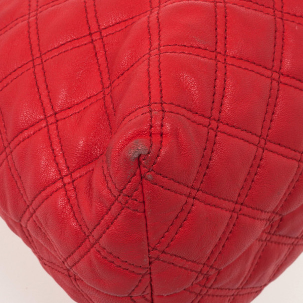 Marc Jacobs Coral Red Quilted Leather Rio Satchel