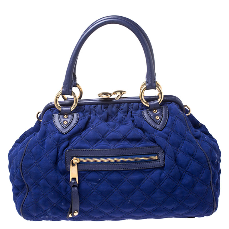 Image of Marc Jacobs Blue Quilted Neoprene and Leather Stam Shoulder Bag