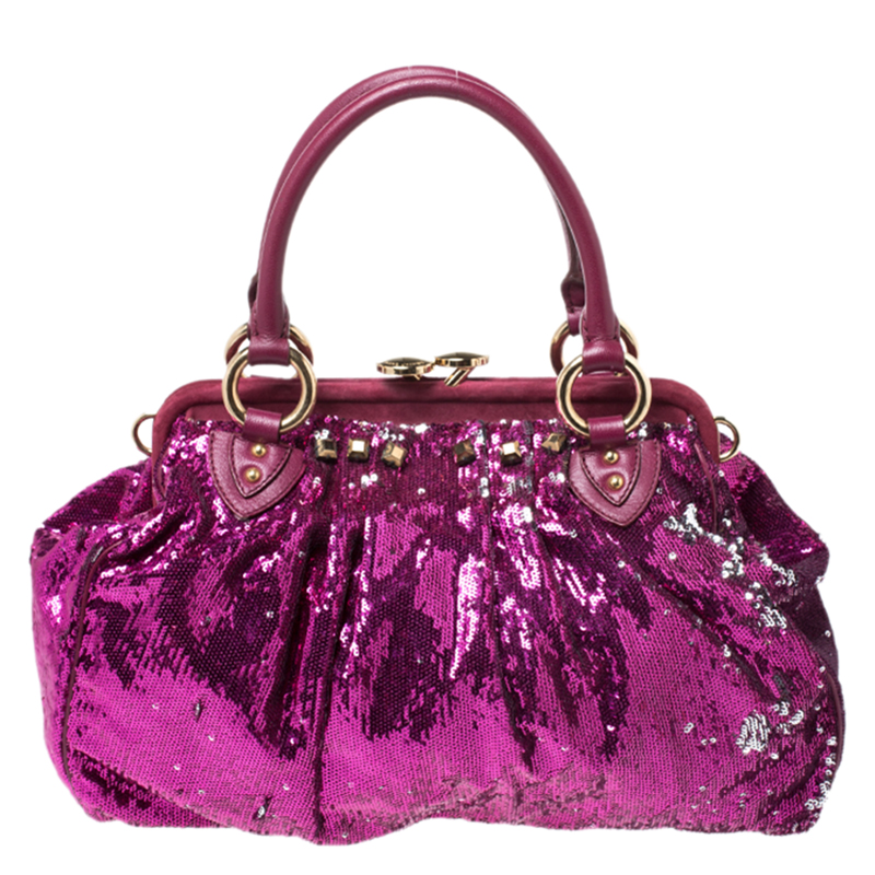 Image of Marc Jacobs Fuchsia Sequins New York Rocker Stam Shoulder Bag
