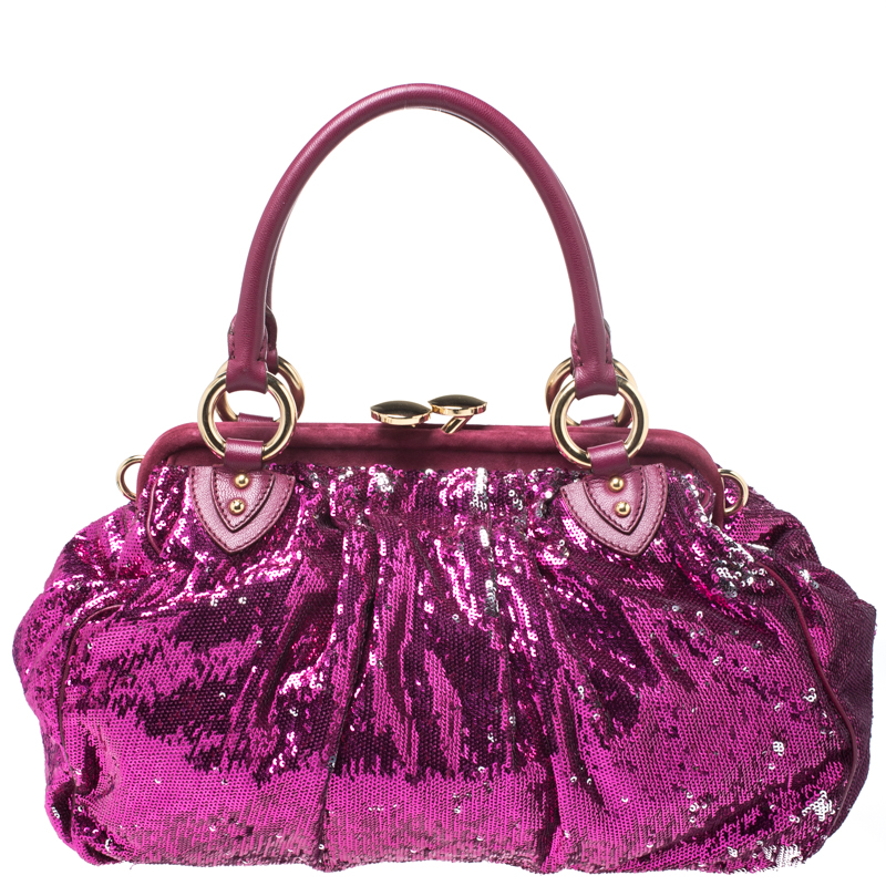 Image of Marc Jacobs Fuchsia Sequin New York Rocker Stam Shoulder Bag