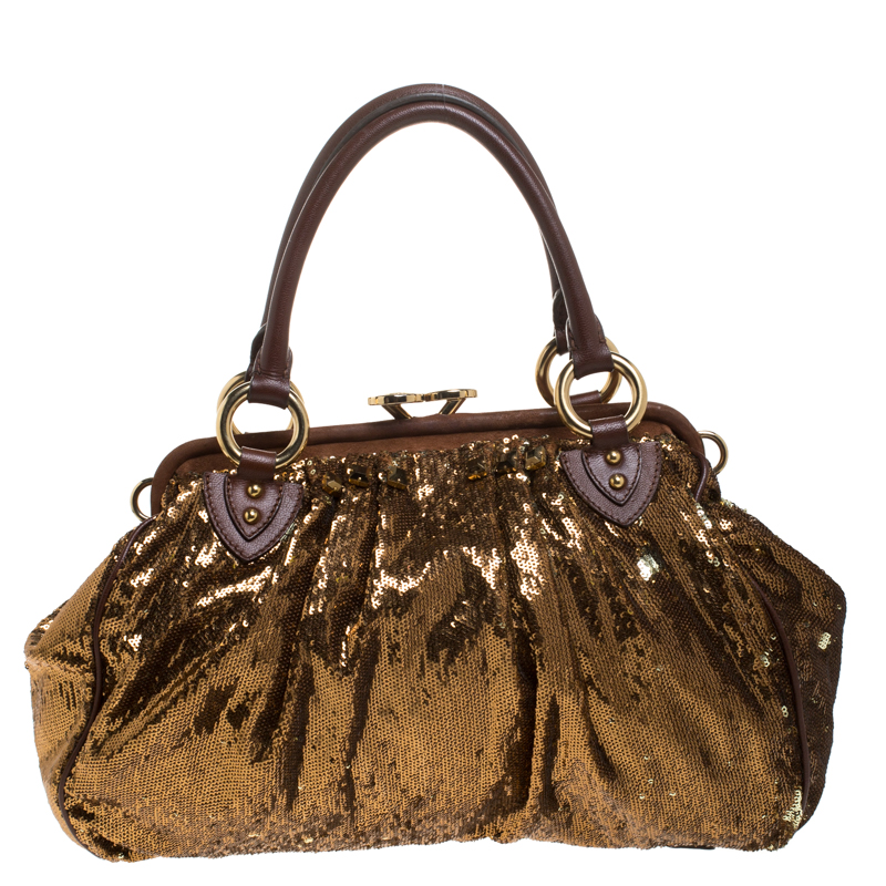 Image of Marc Jacobs Gold Sequins New York Rocker Stam Shoulder Bag