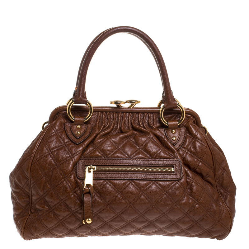 Image of Marc Jacobs Brown Quilted Leather Stam Shoulder Bag