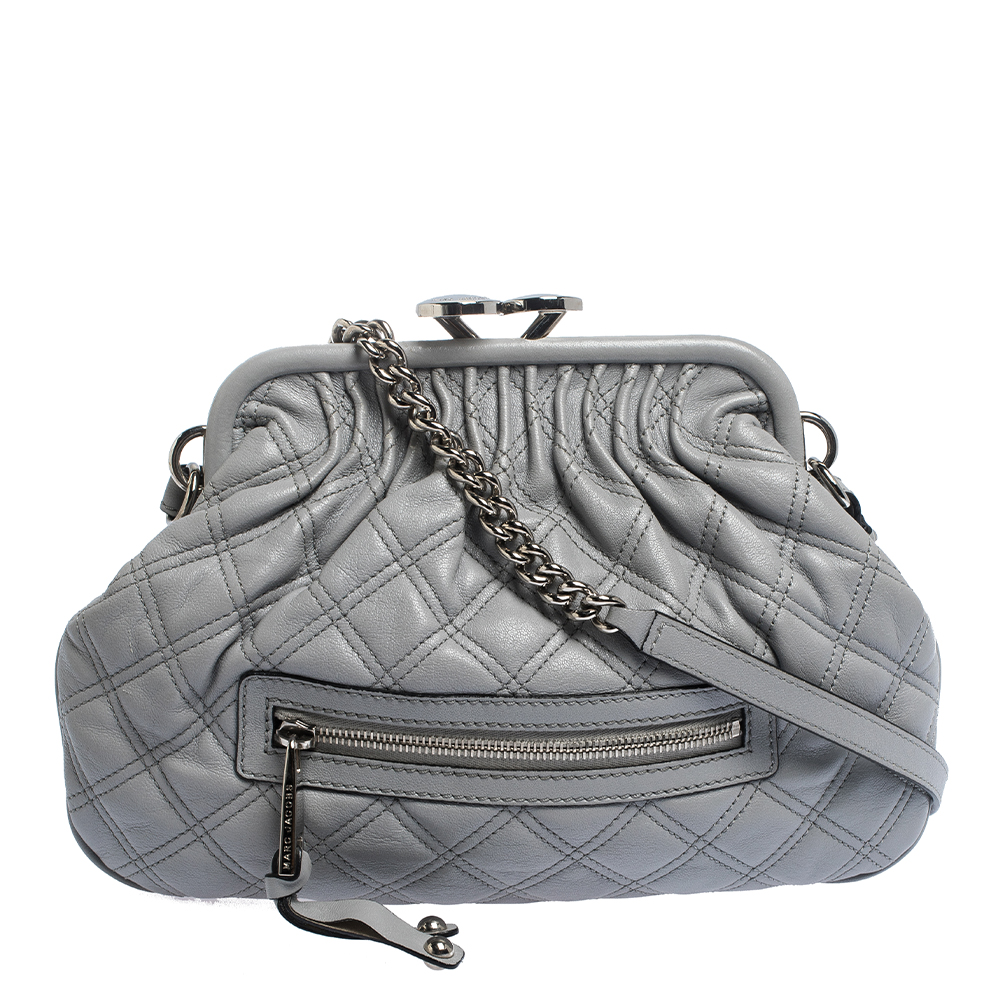 Image of Marc Jacobs Grey Leather Little Stam Shoulder Bag