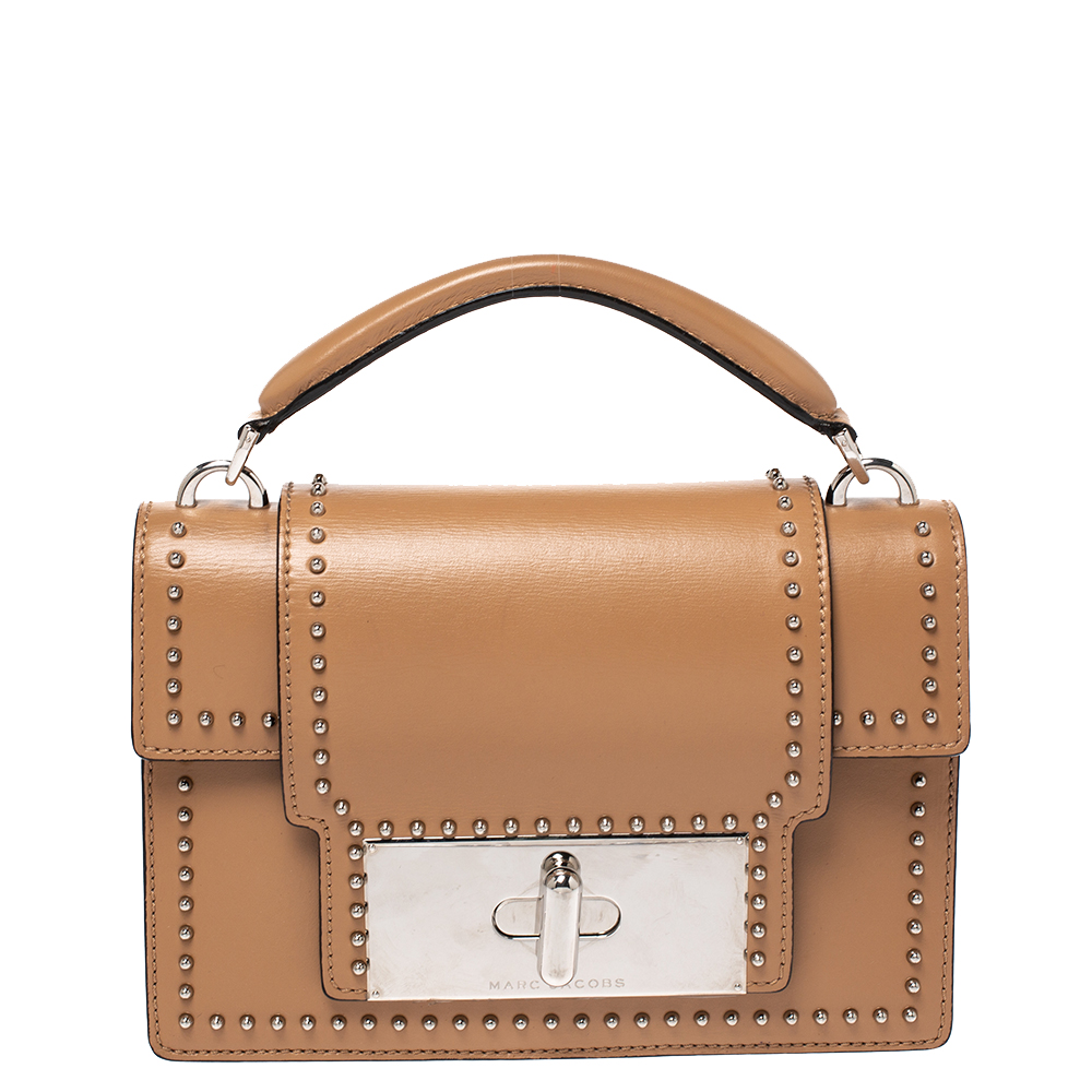 Image of Marc Jacobs Beige Studded Leather Small Mischief Shoulder Bag